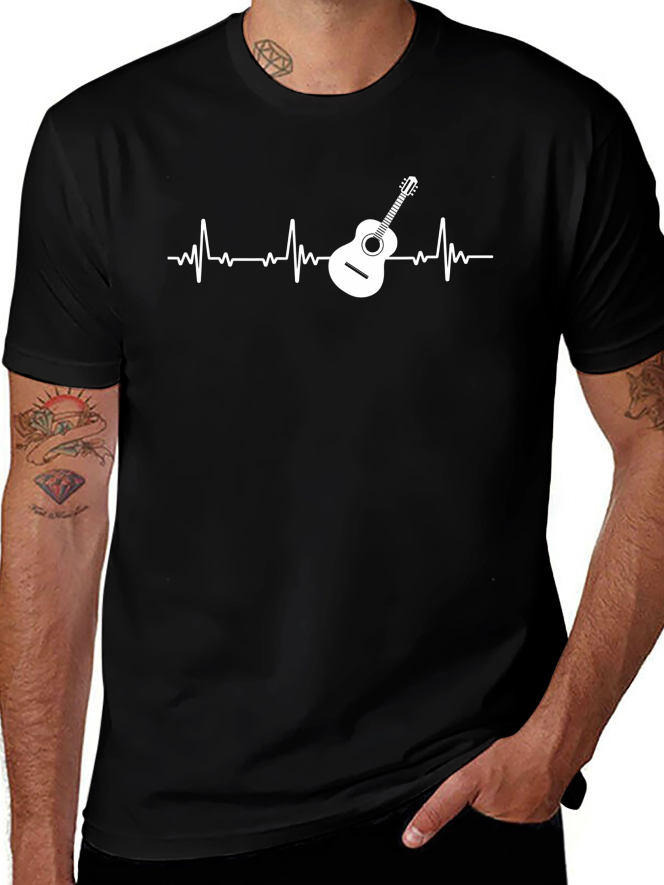 Guitar Heartbeat Graphic T-Shirt - Music Lover Tee
