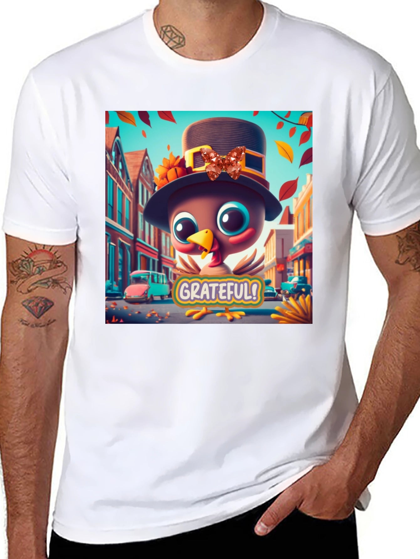 Grateful Turkey Thanksgiving Graphic Tee