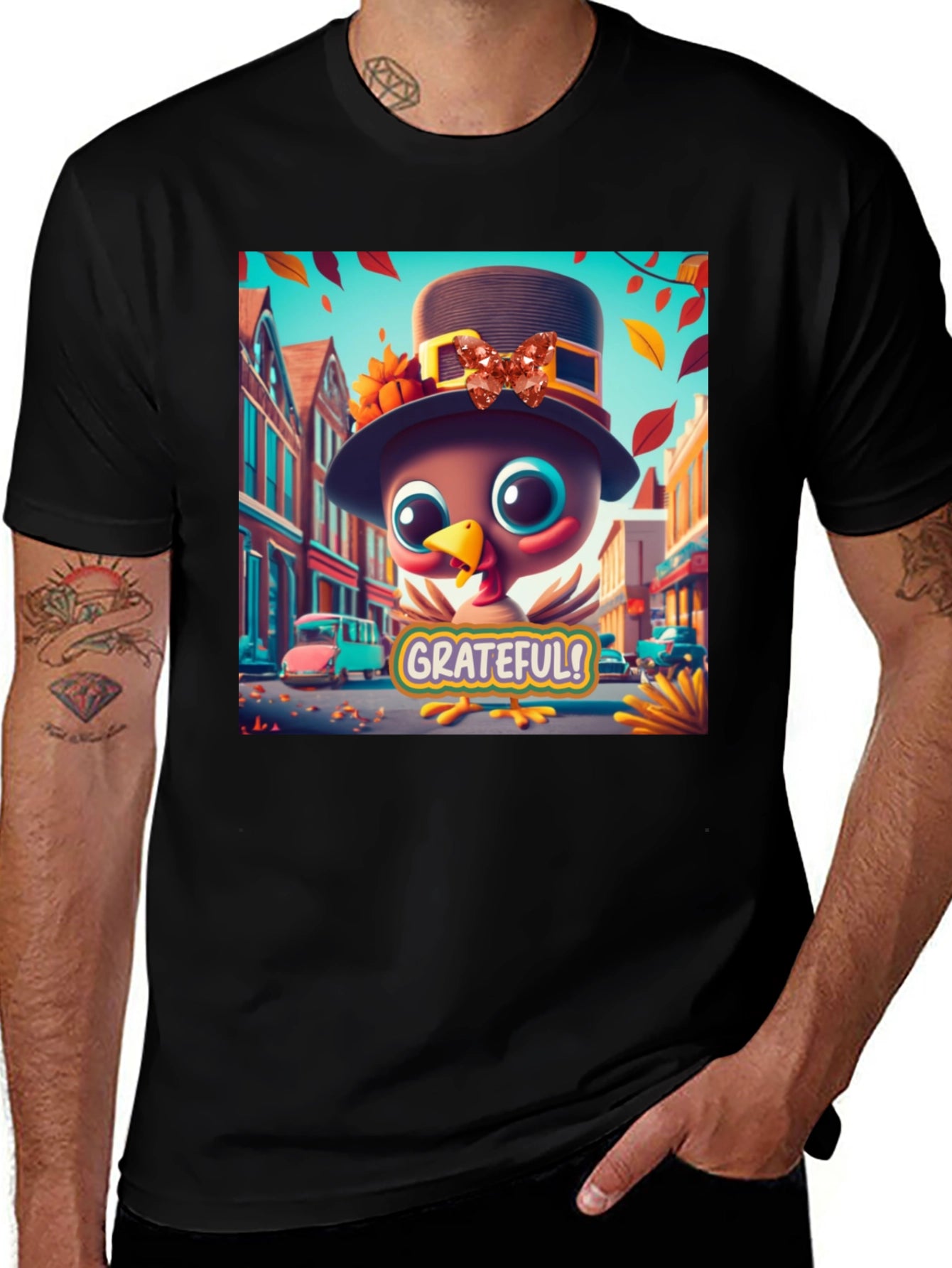 Grateful Turkey Thanksgiving Graphic Tee