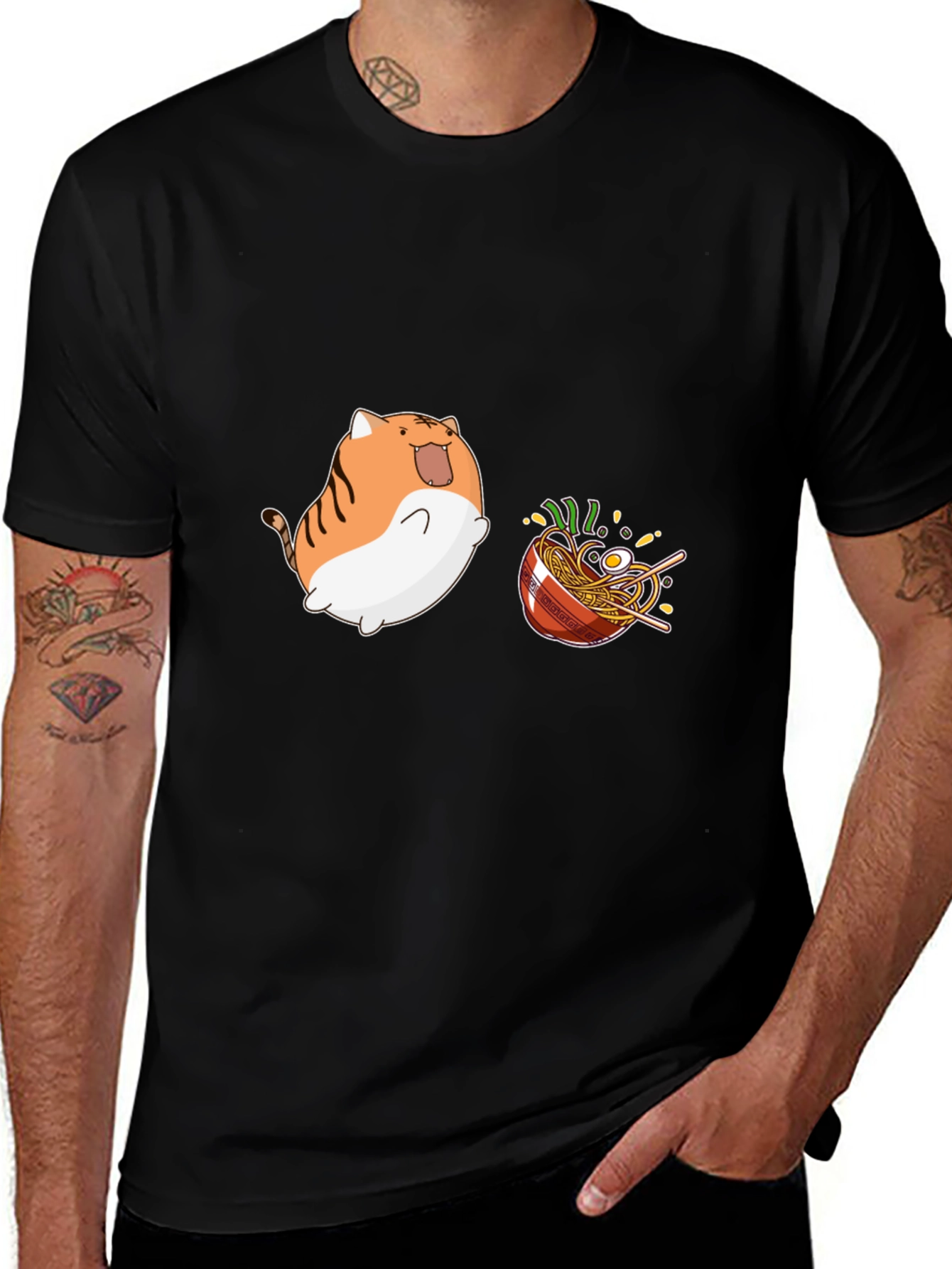 Kawaii Cat Ramen Graphic T-Shirt