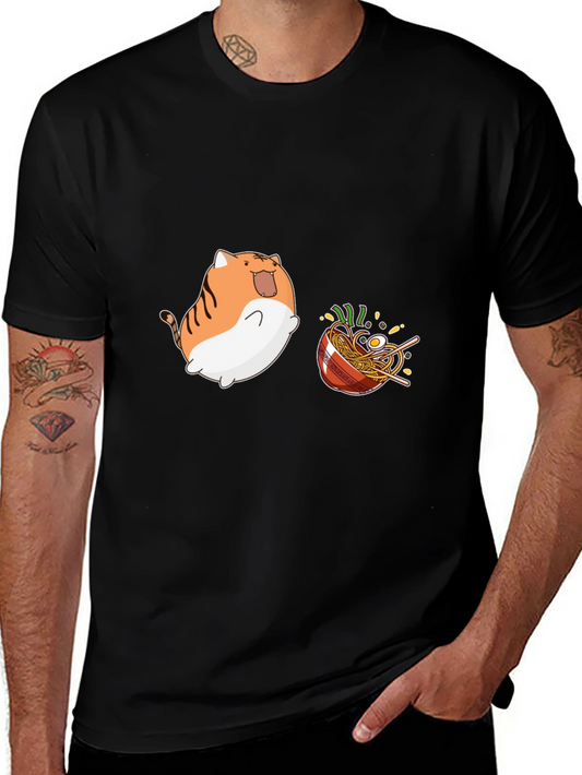 Kawaii Cat Ramen Graphic T-Shirt