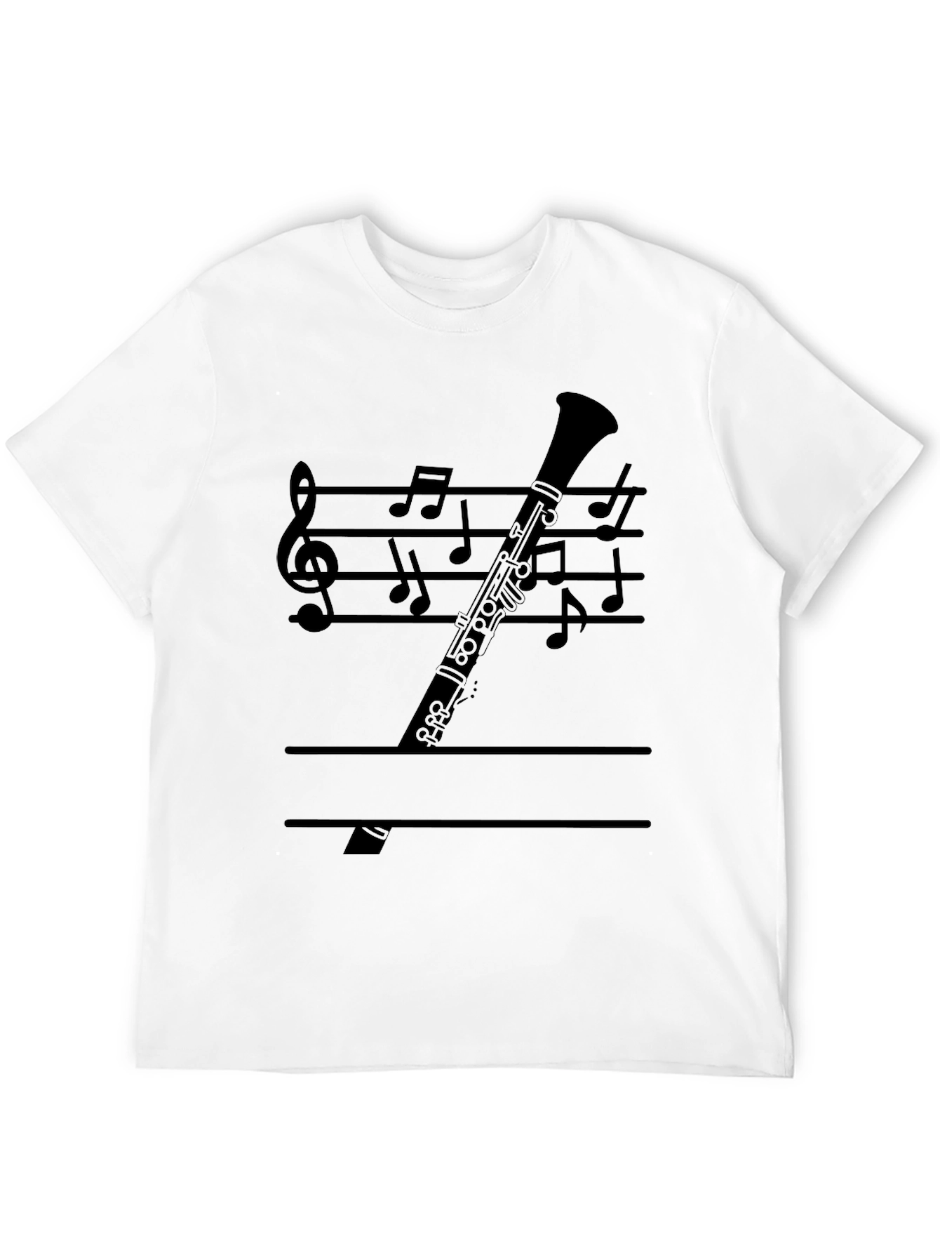 Musical Clarinet T-Shirt - Black Graphic Tee