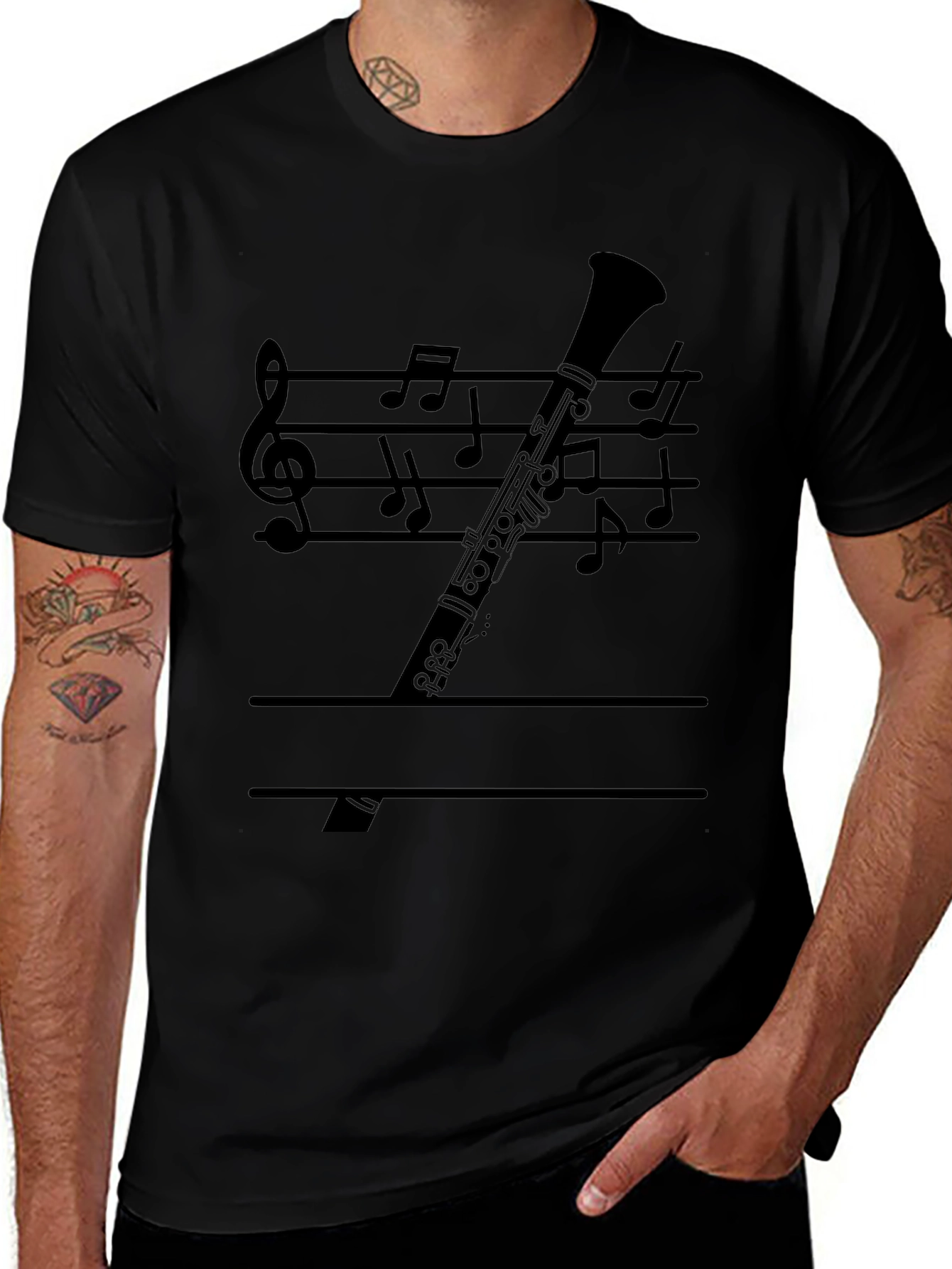 Musical Clarinet T-Shirt - Black Graphic Tee
