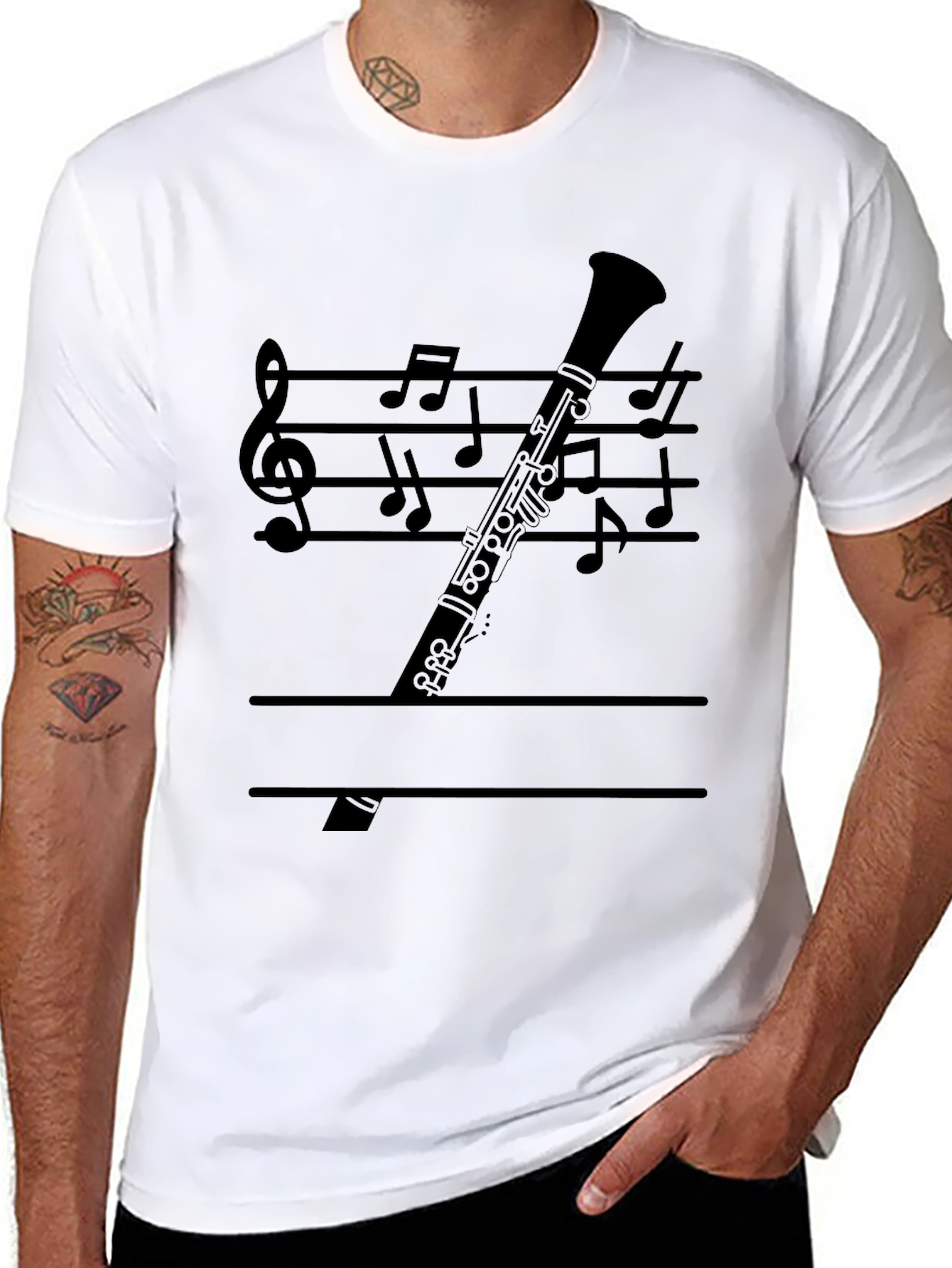 Musical Clarinet T-Shirt - Black Graphic Tee