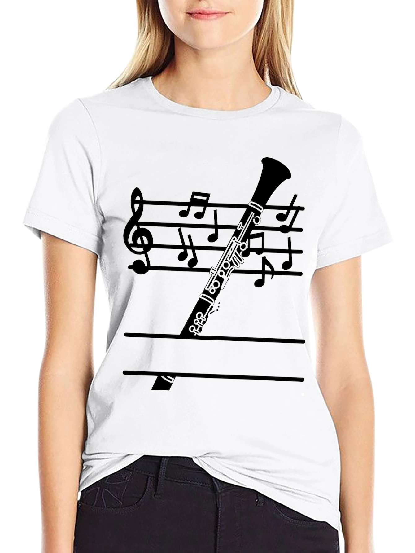 Musical Clarinet T-Shirt - Black Graphic Tee