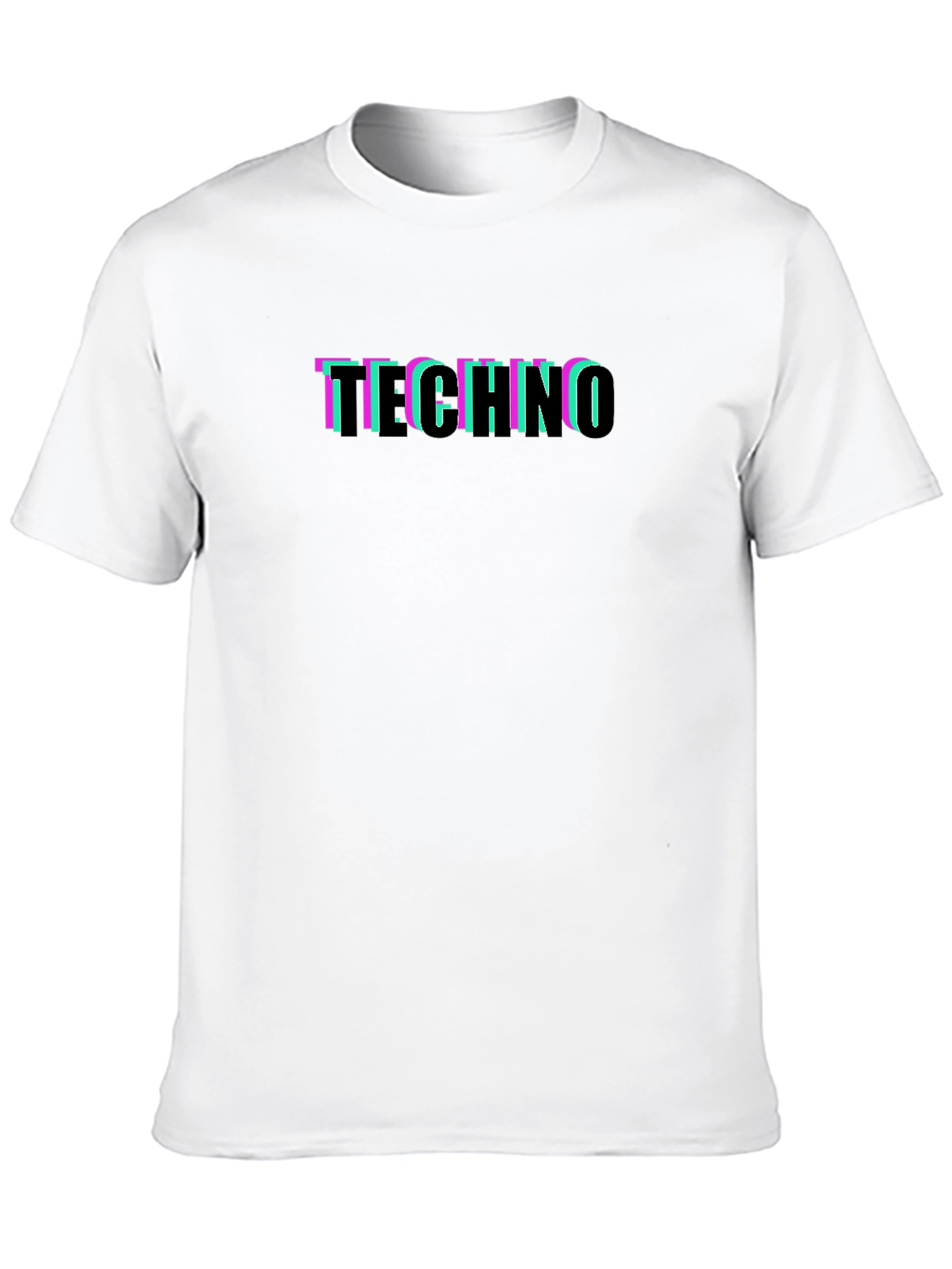 Retro Glitch Techno Graphic Black T-Shirt