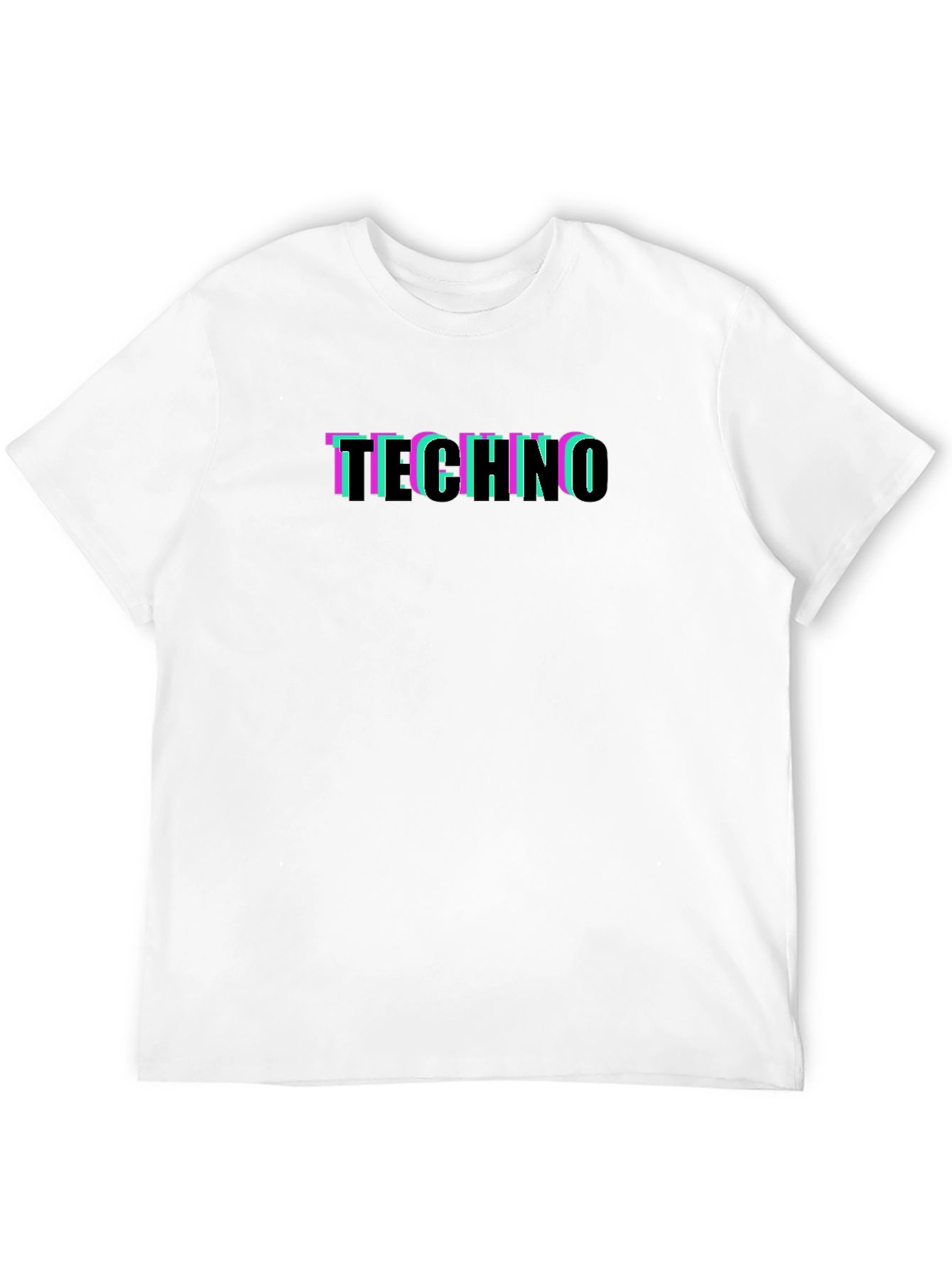 Retro Glitch Techno Graphic Black T-Shirt