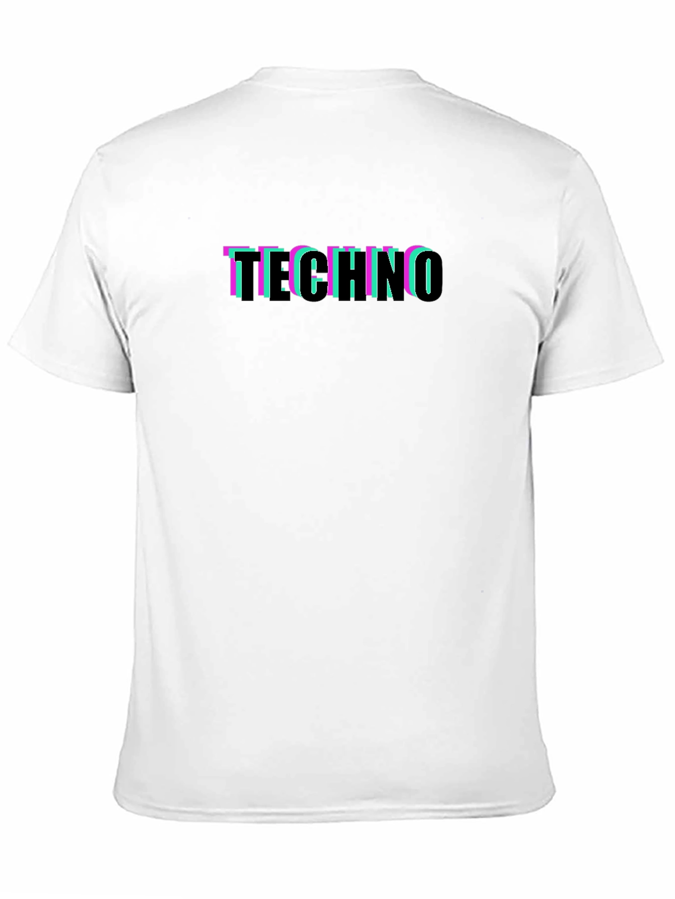 Retro Glitch Techno Graphic Black T-Shirt