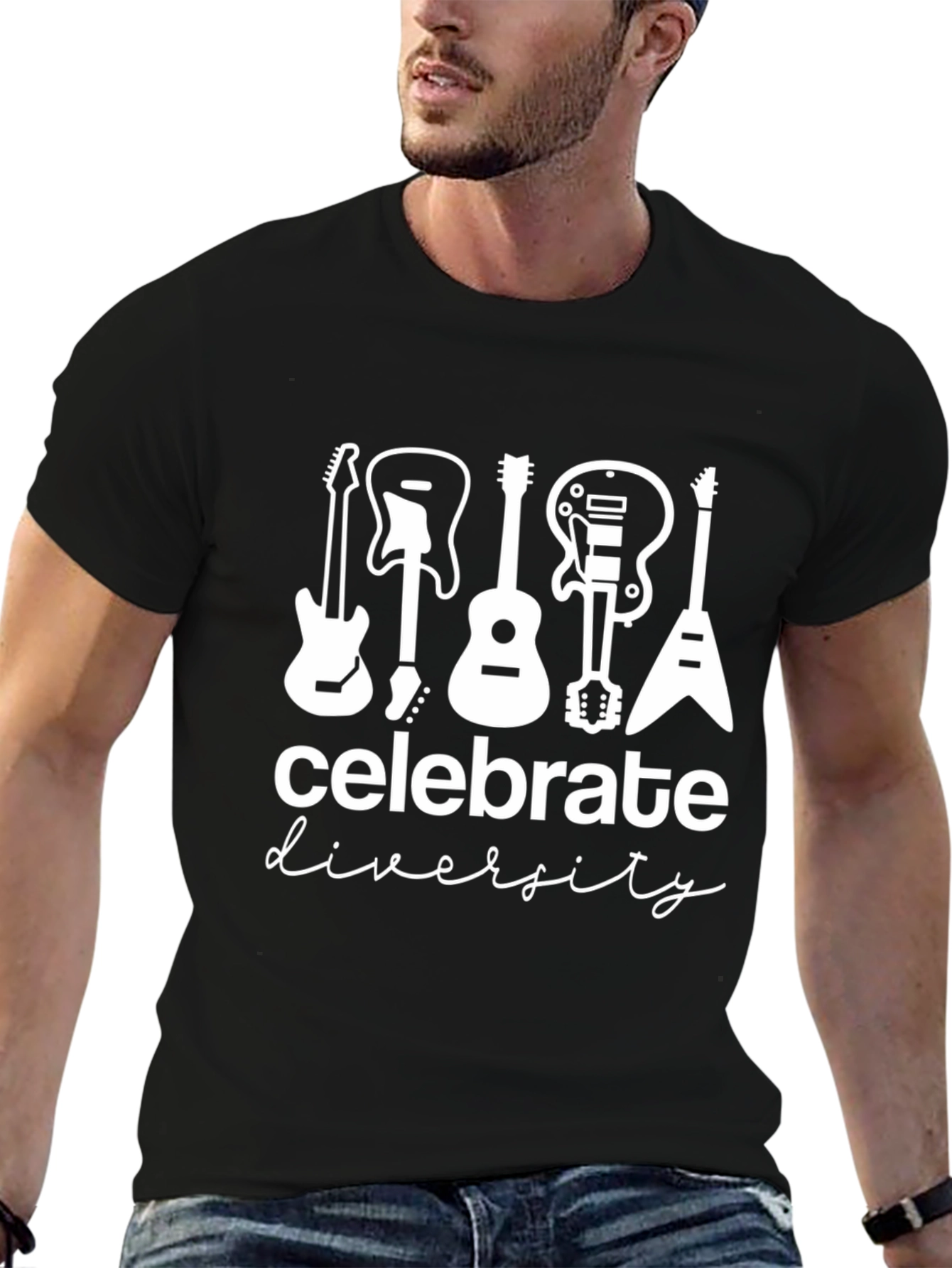 Celebrate Diversity Guitar T-Shirt