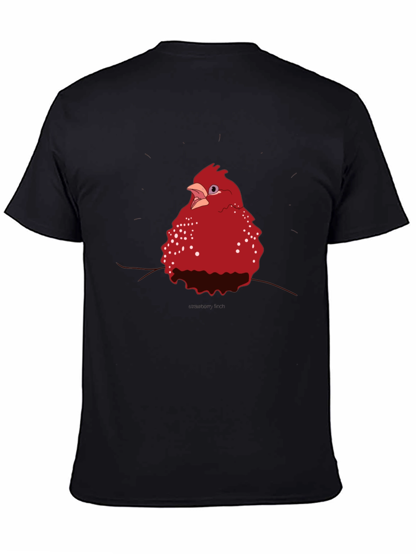 Red Bird Graphic Tee - Casual Black T-Shirt