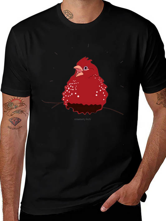 Red Bird Graphic Tee - Casual Black T-Shirt