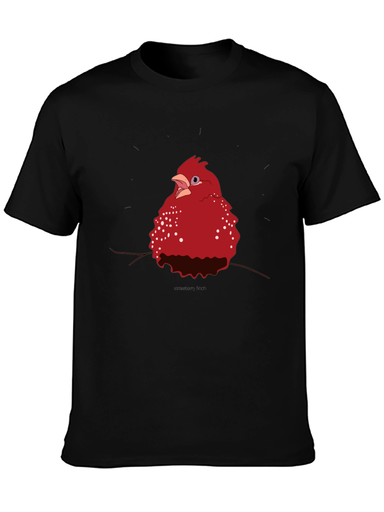 Red Bird Graphic Tee - Casual Black T-Shirt