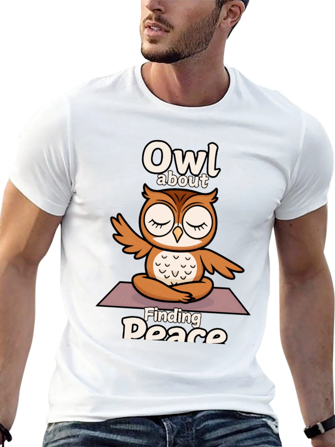 Owl About Finding Peace T-Shirt - Yoga Meditation Design