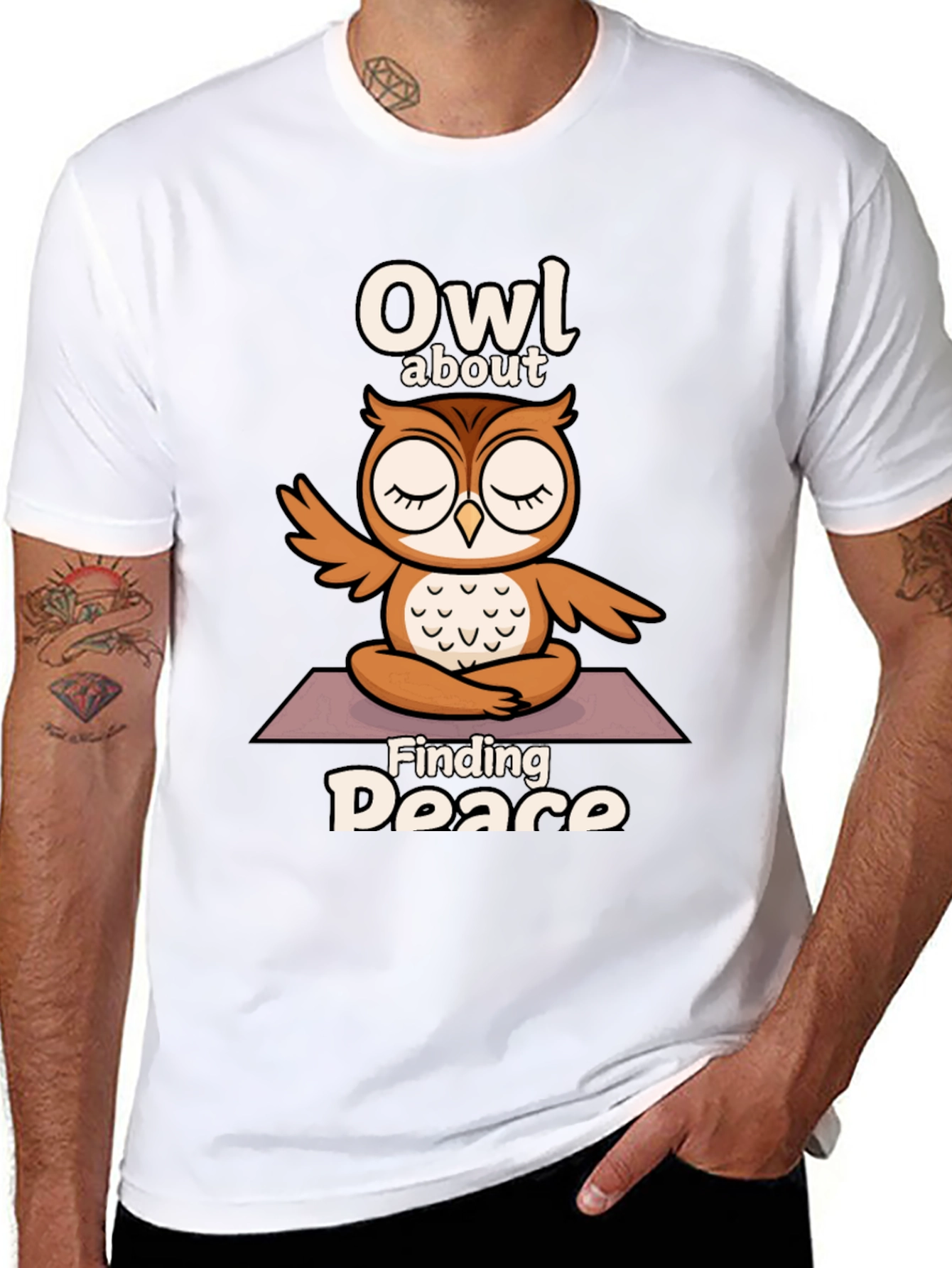 Owl About Finding Peace T-Shirt - Yoga Meditation Design