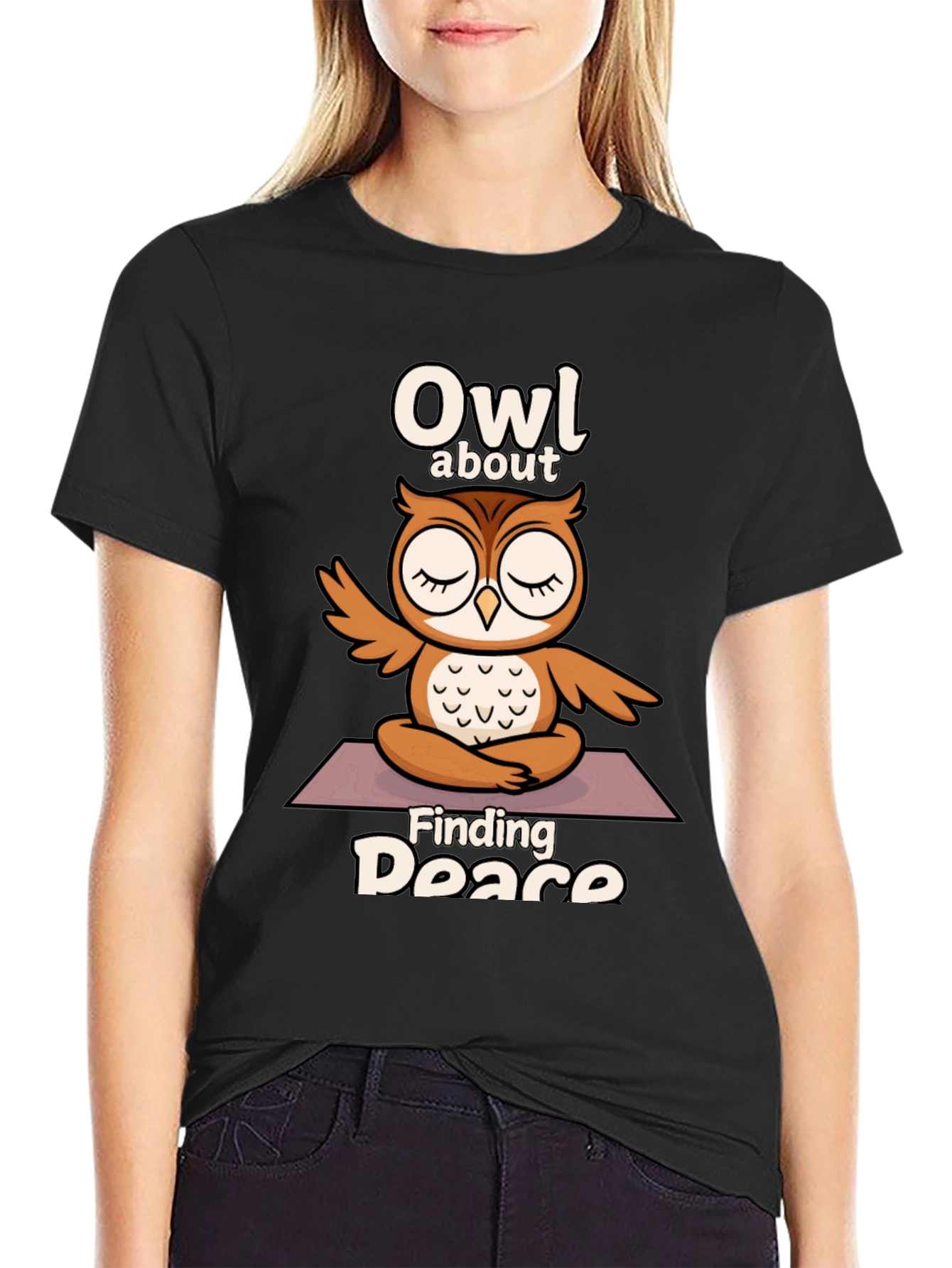 Owl About Finding Peace T-Shirt - Yoga Meditation Design