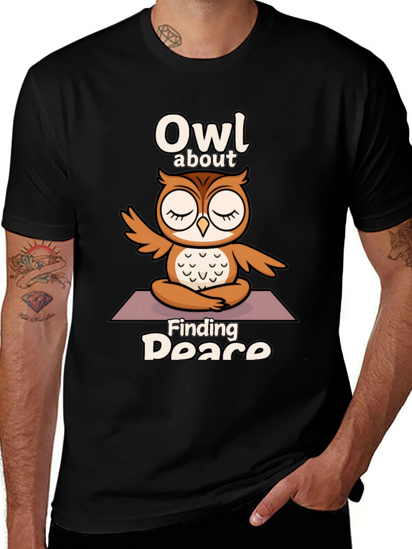 Owl About Finding Peace T-Shirt - Yoga Meditation Design