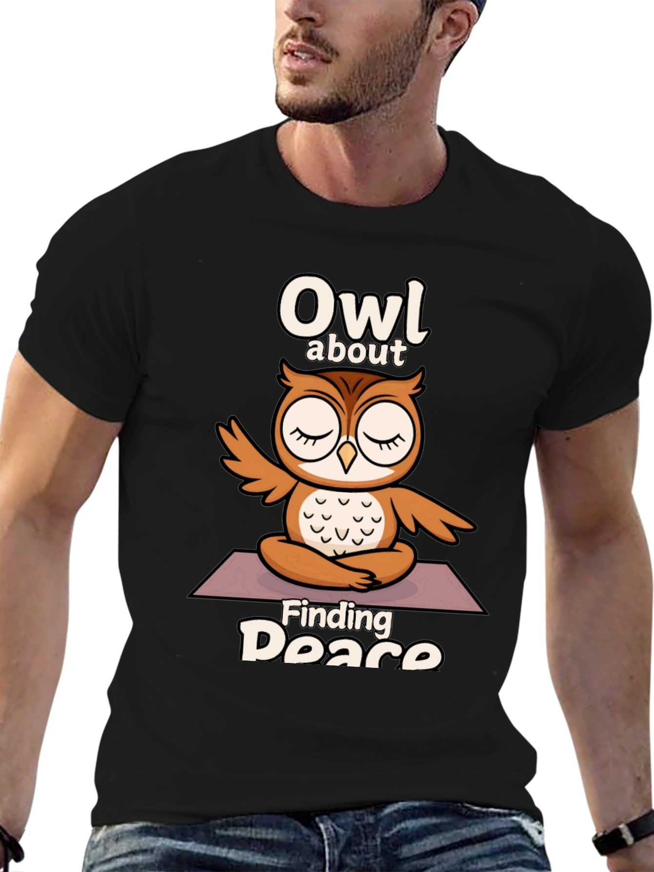 Owl About Finding Peace T-Shirt - Yoga Meditation Design