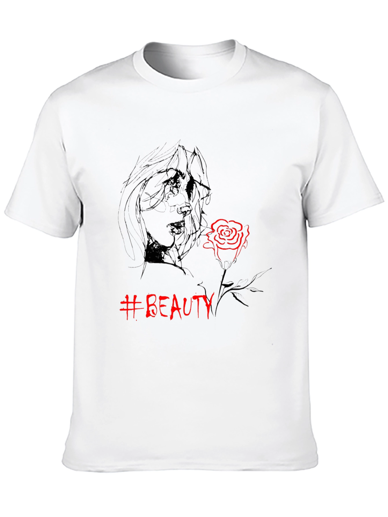 Beauty Rose Graphic Tee - Stylish Black T-Shirt