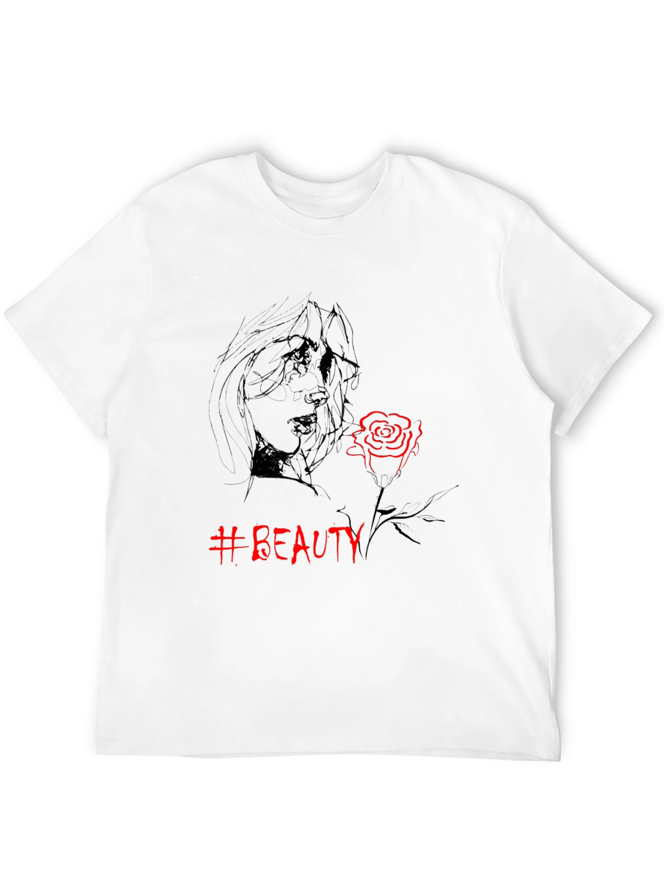 Beauty Rose Graphic Tee - Stylish Black T-Shirt