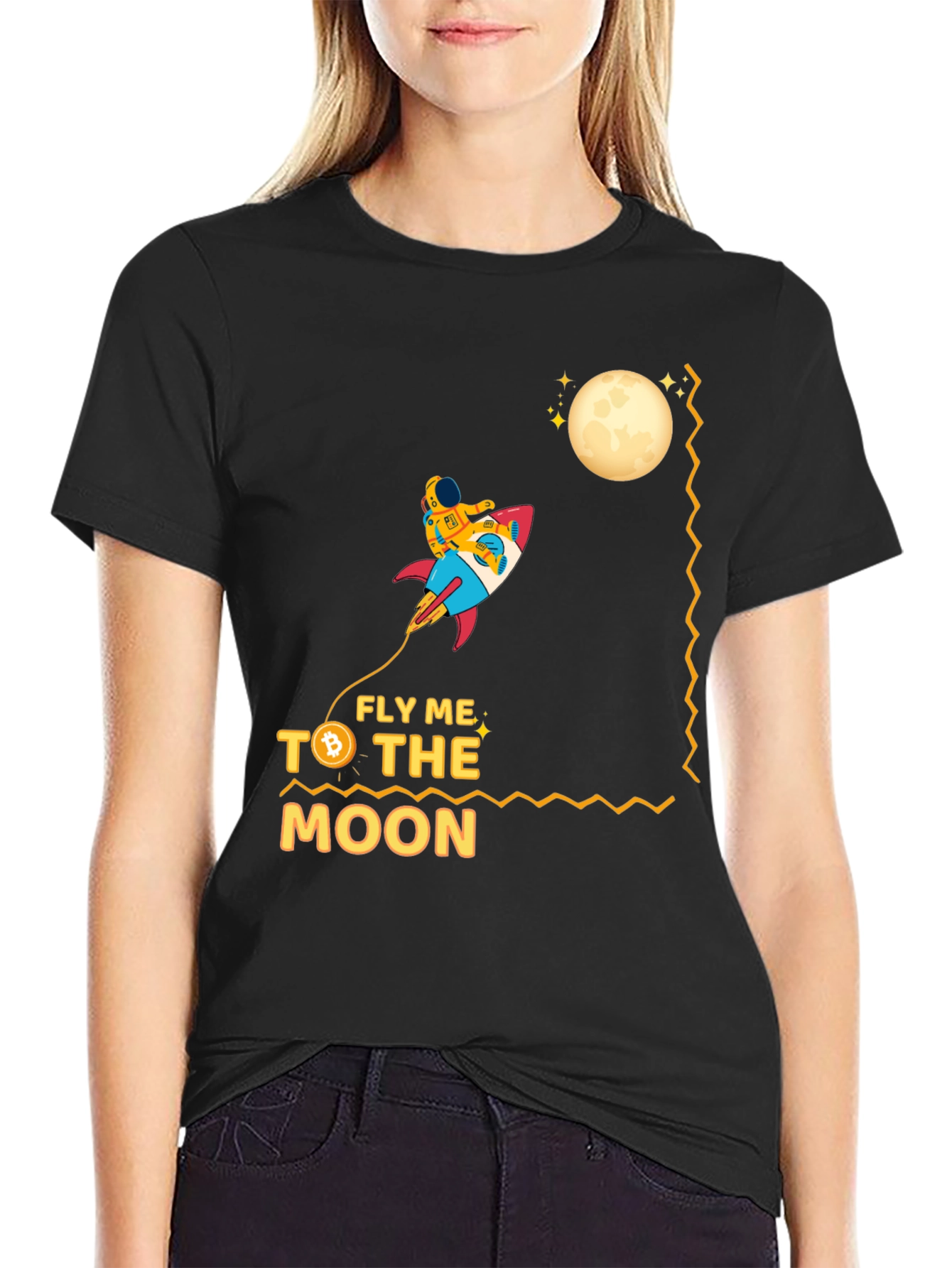 Fly Me to the Moon Bitcoin Graphic T-Shirt