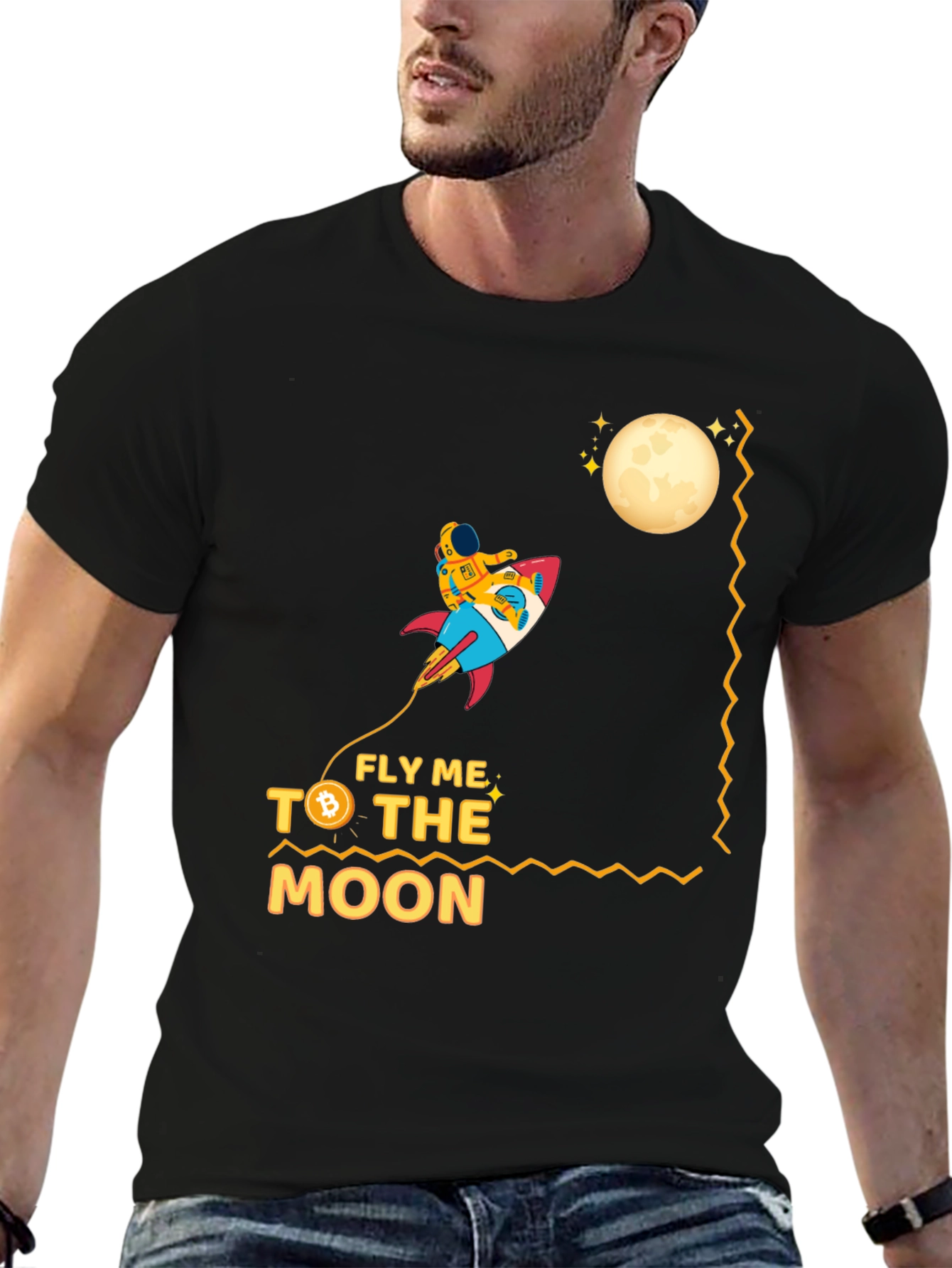 Fly Me to the Moon Bitcoin Graphic T-Shirt