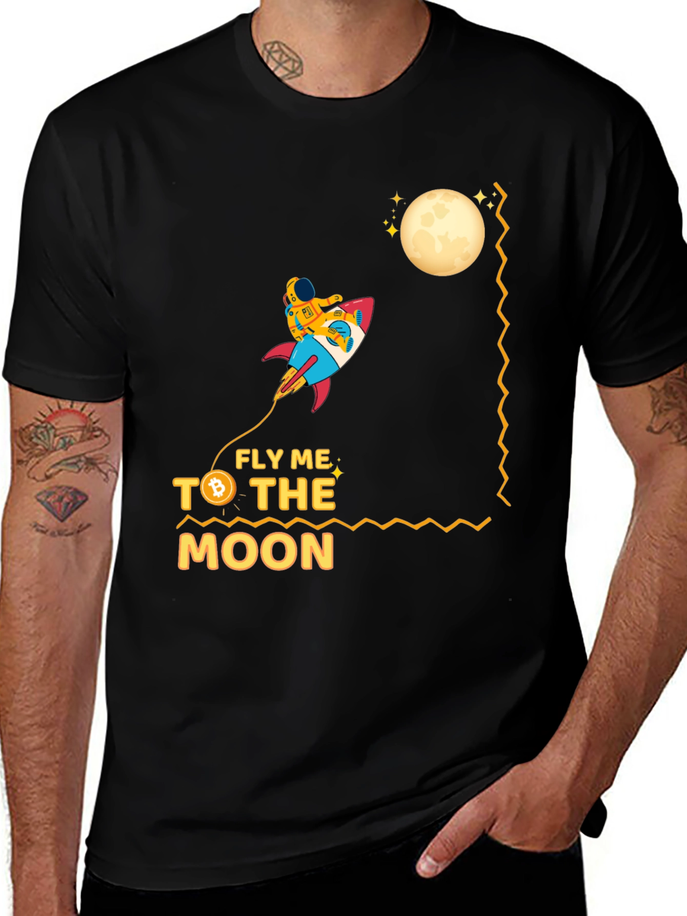 Fly Me to the Moon Bitcoin Graphic T-Shirt