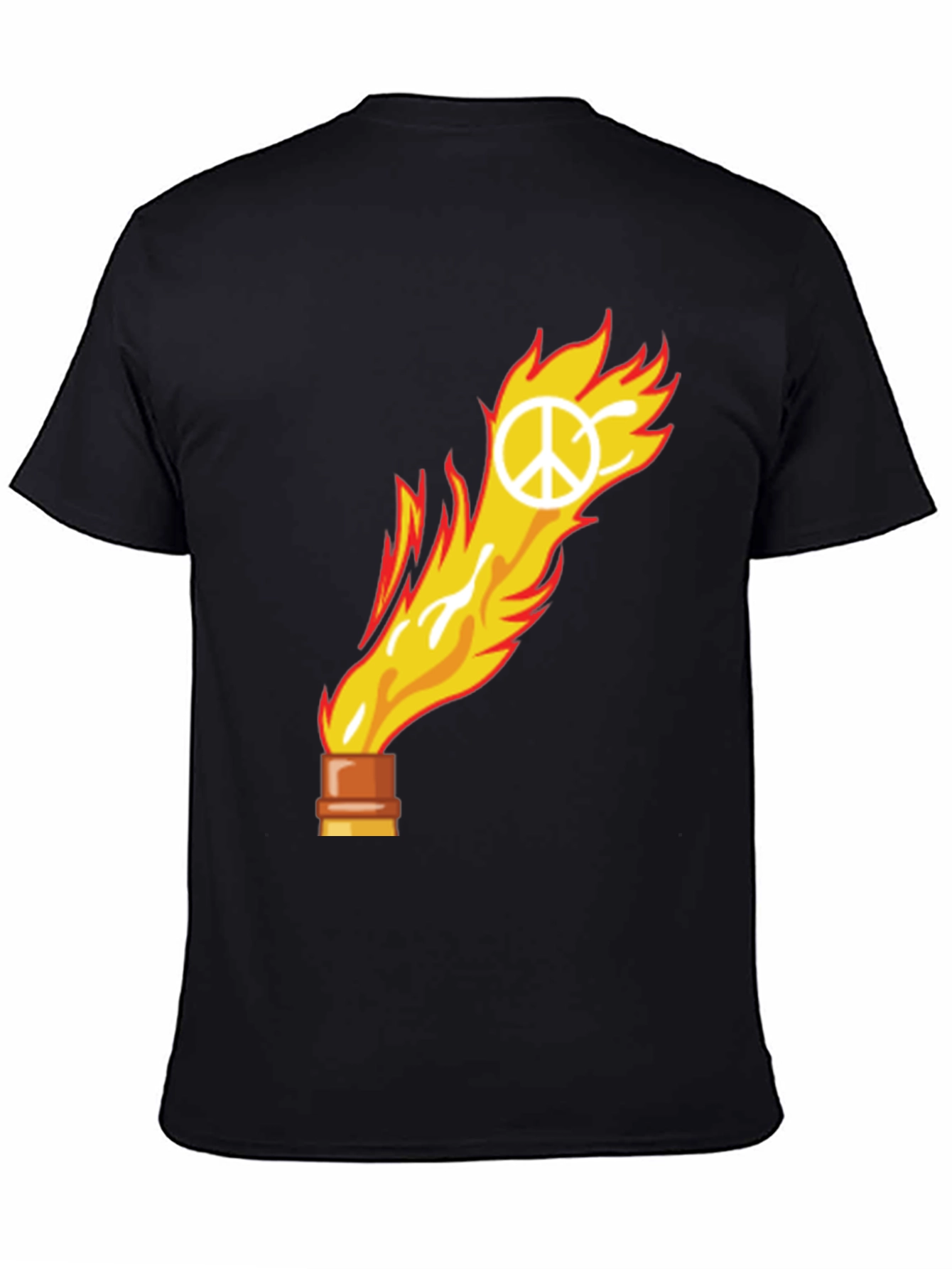 Flame Peace Sign Graphic Tee - Unisex Cotton T-Shirt