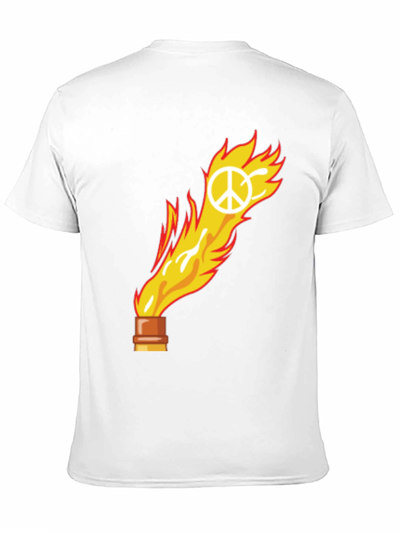 Flame Peace Sign Graphic Tee - Unisex Cotton T-Shirt