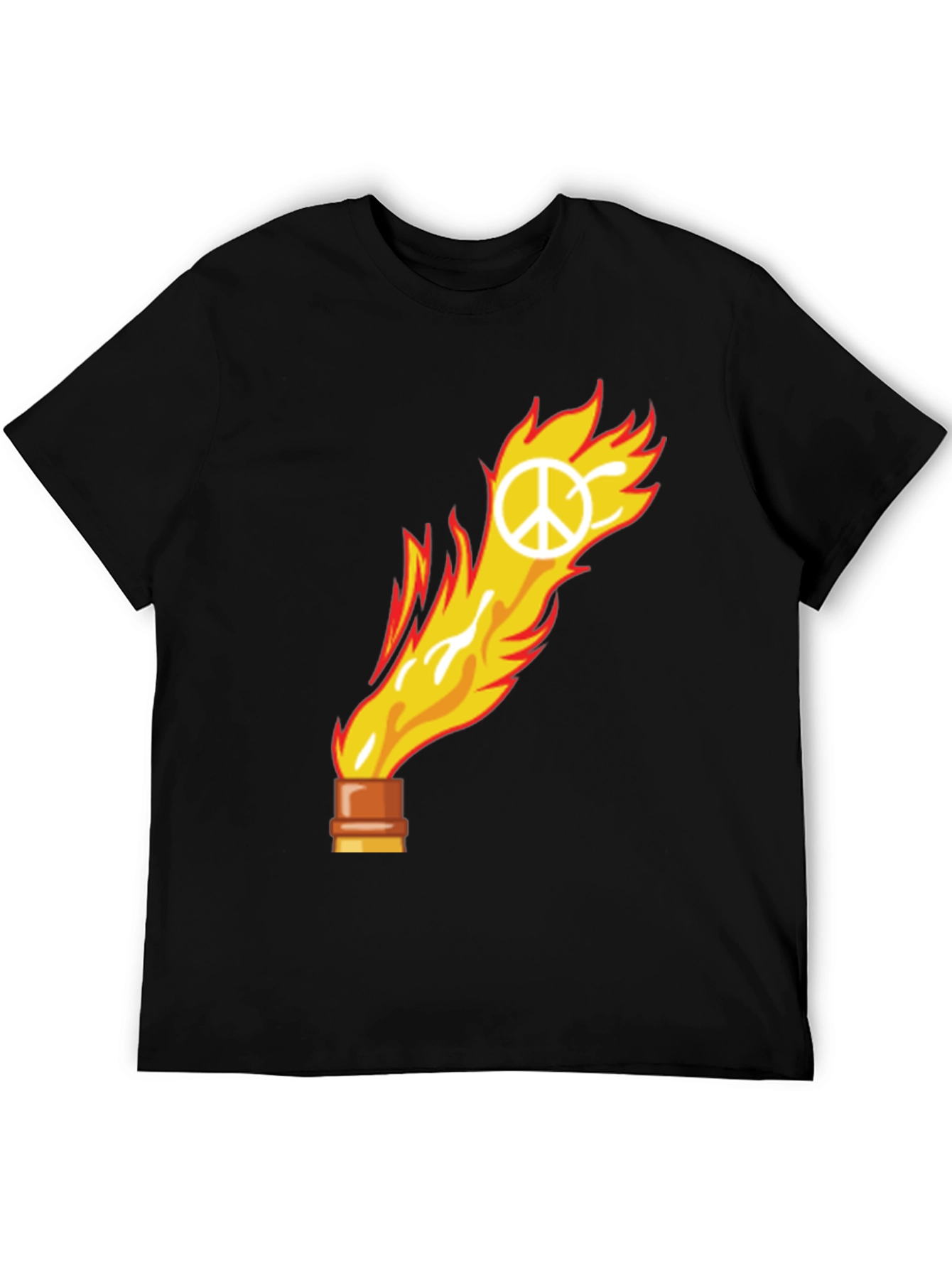 Flame Peace Sign Graphic Tee - Unisex Cotton T-Shirt