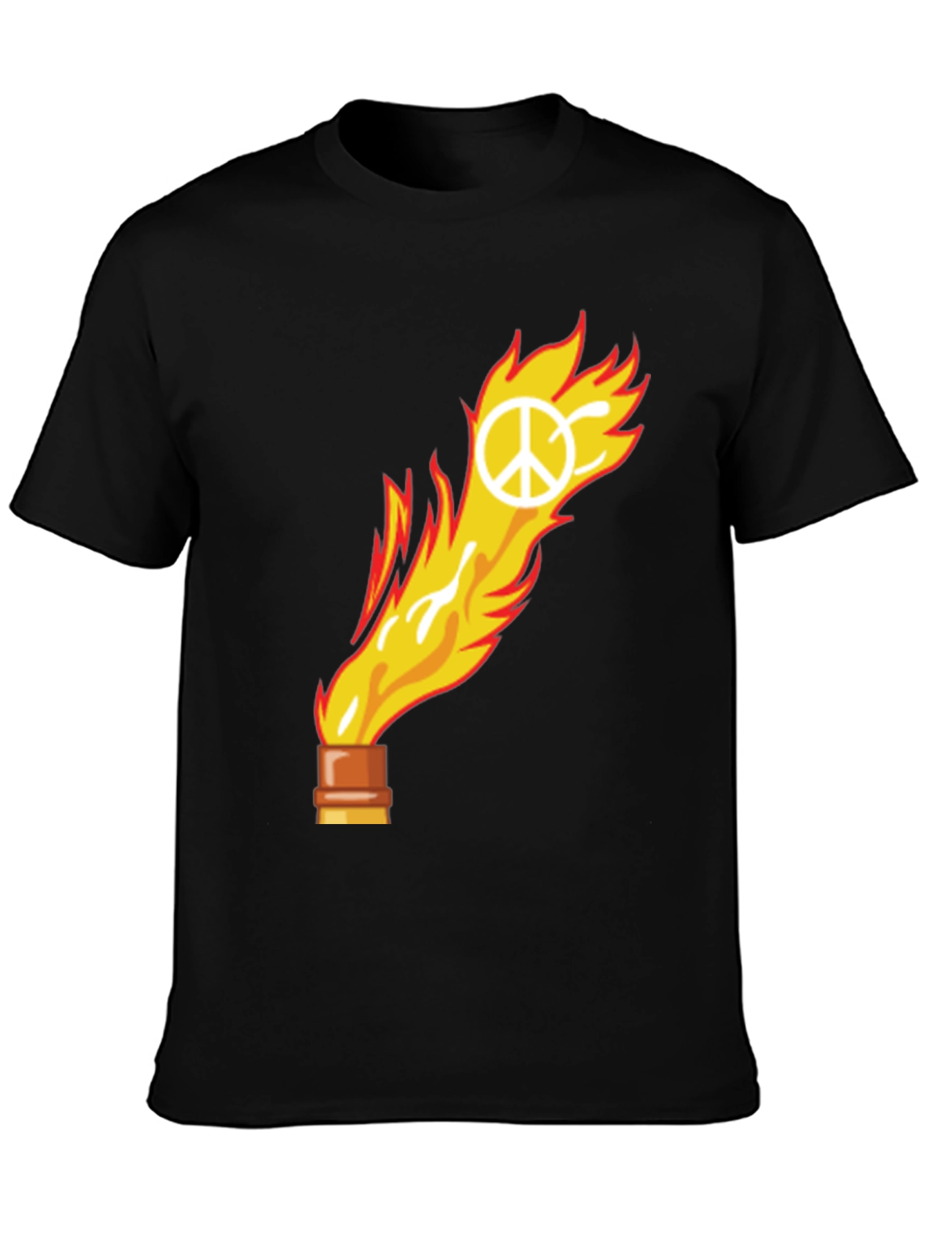 Flame Peace Sign Graphic Tee - Unisex Cotton T-Shirt