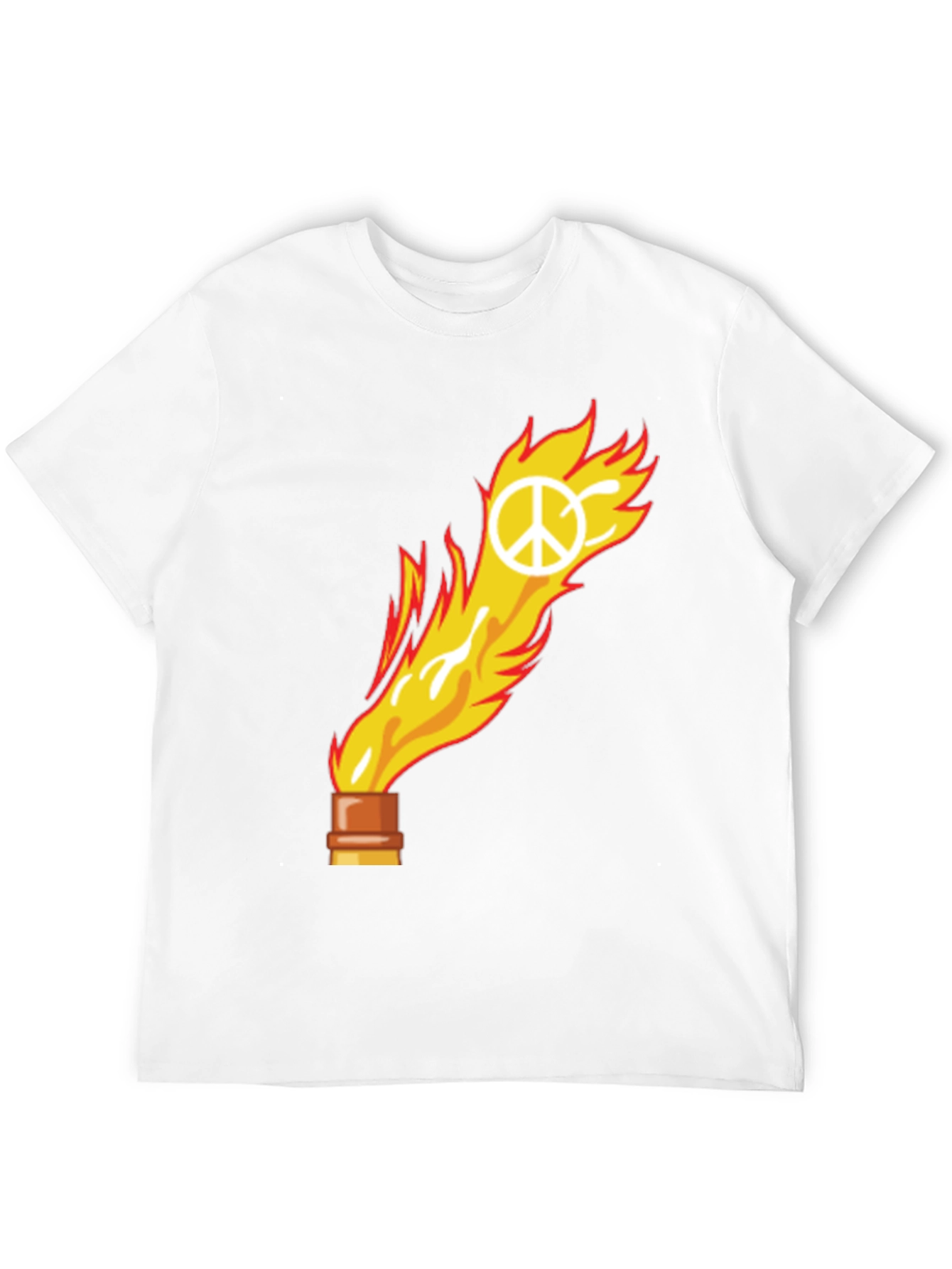 Flame Peace Sign Graphic Tee - Unisex Cotton T-Shirt