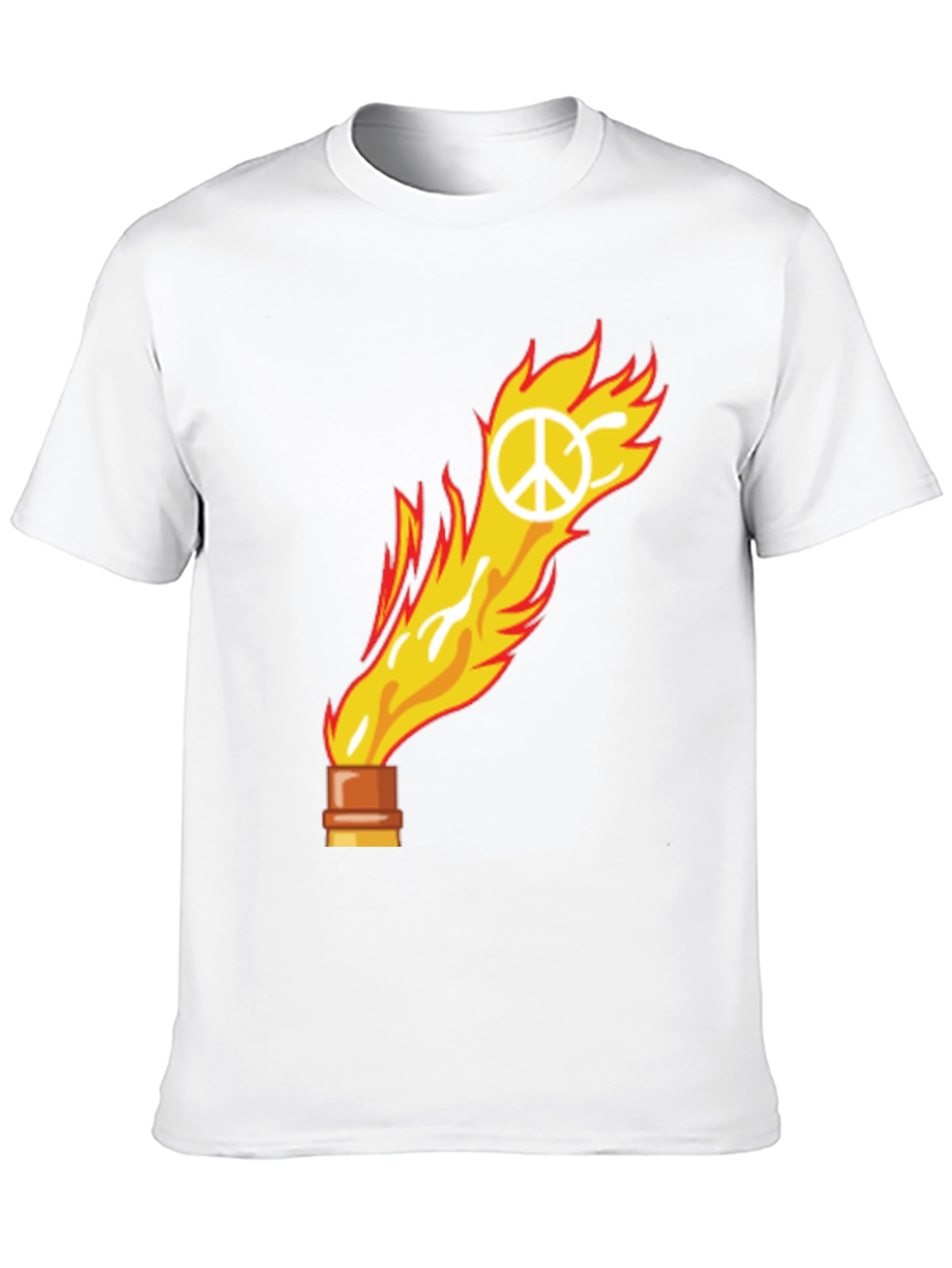 Flame Peace Sign Graphic Tee - Unisex Cotton T-Shirt