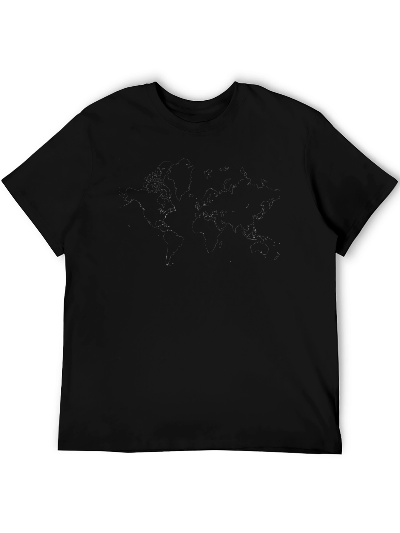 Mens Black World Map Graphic T-Shirt
