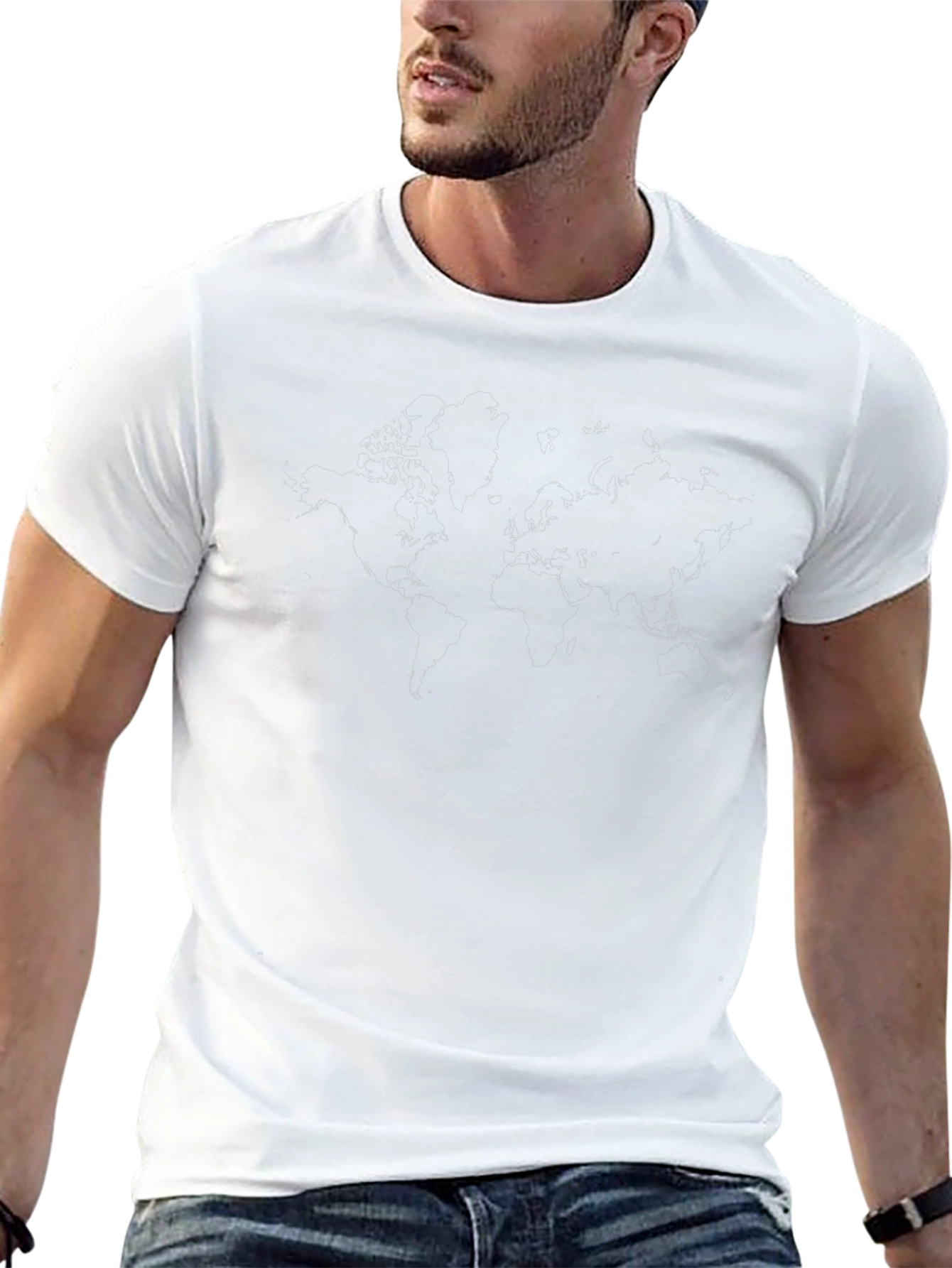 Mens Black World Map Graphic T-Shirt