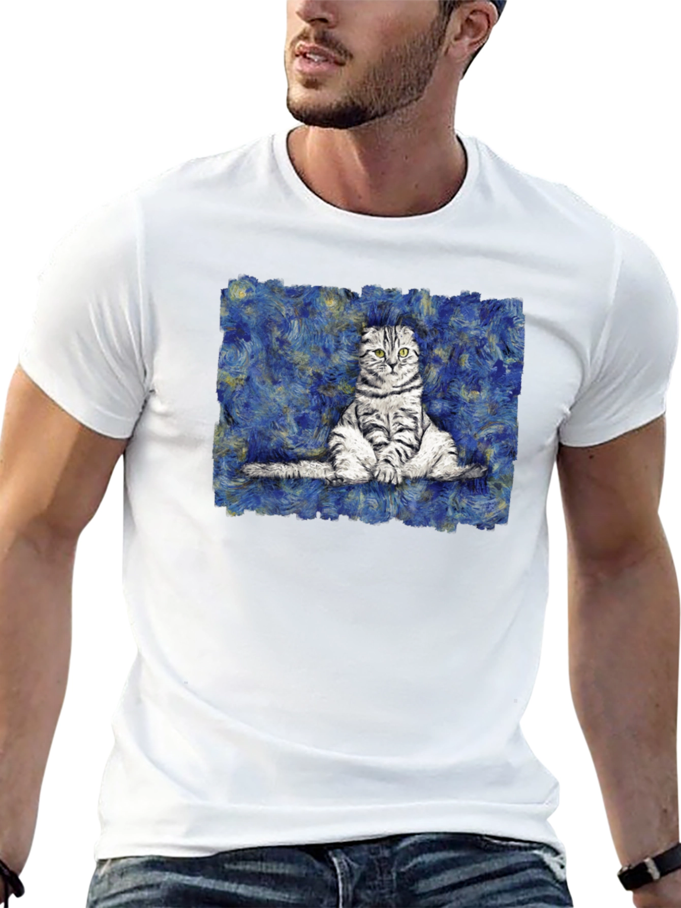 Cat Starry Night Style T-Shirt