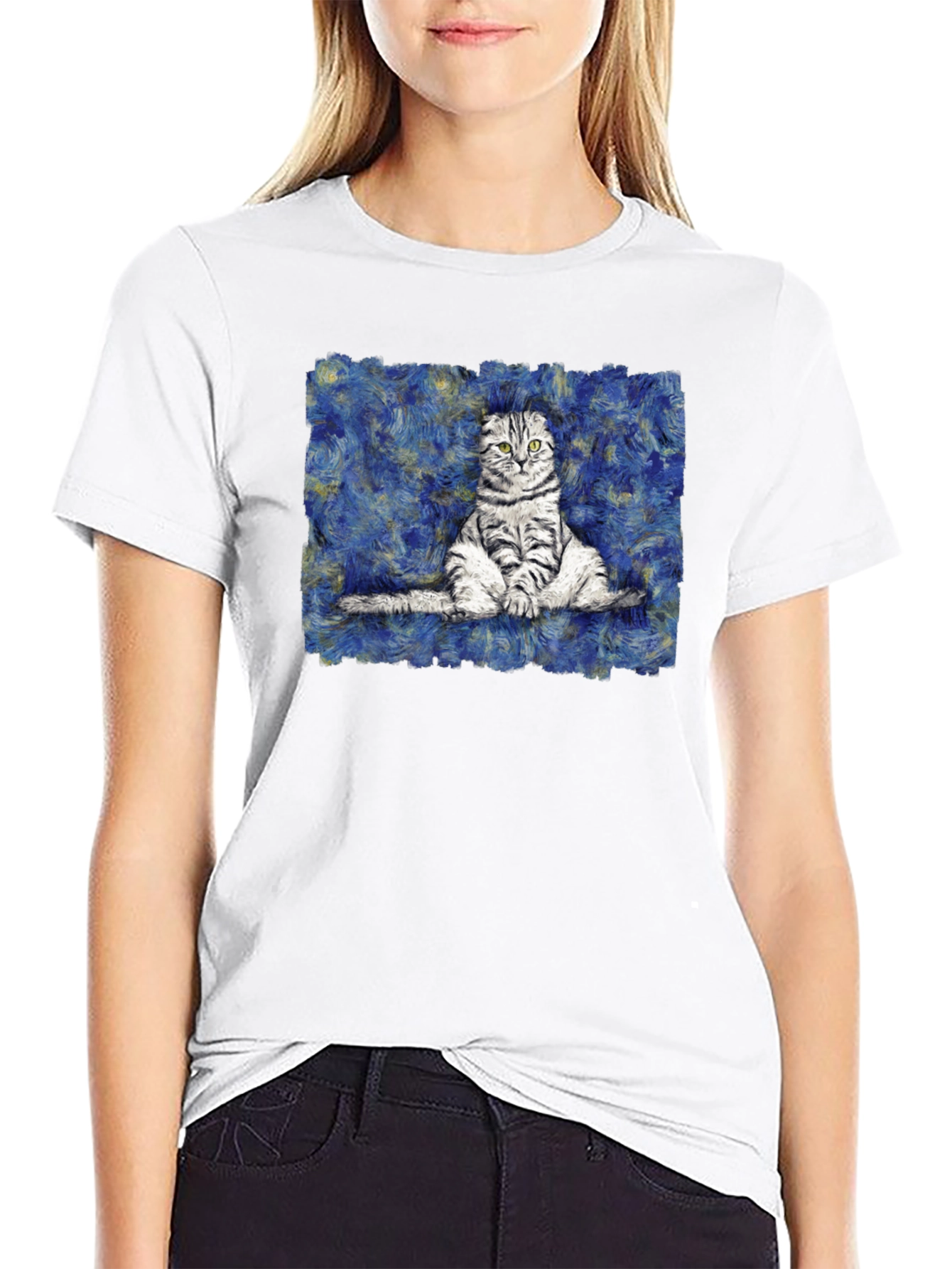 Cat Starry Night Style T-Shirt