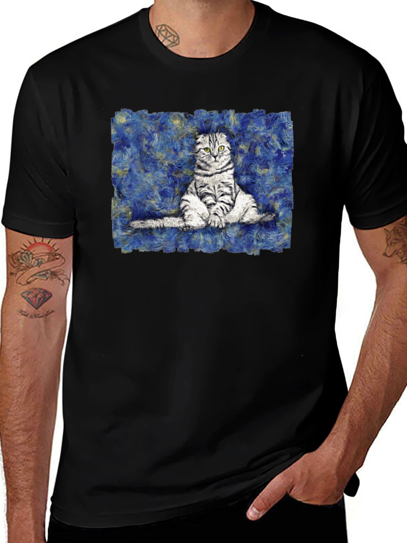 Cat Starry Night Style T-Shirt