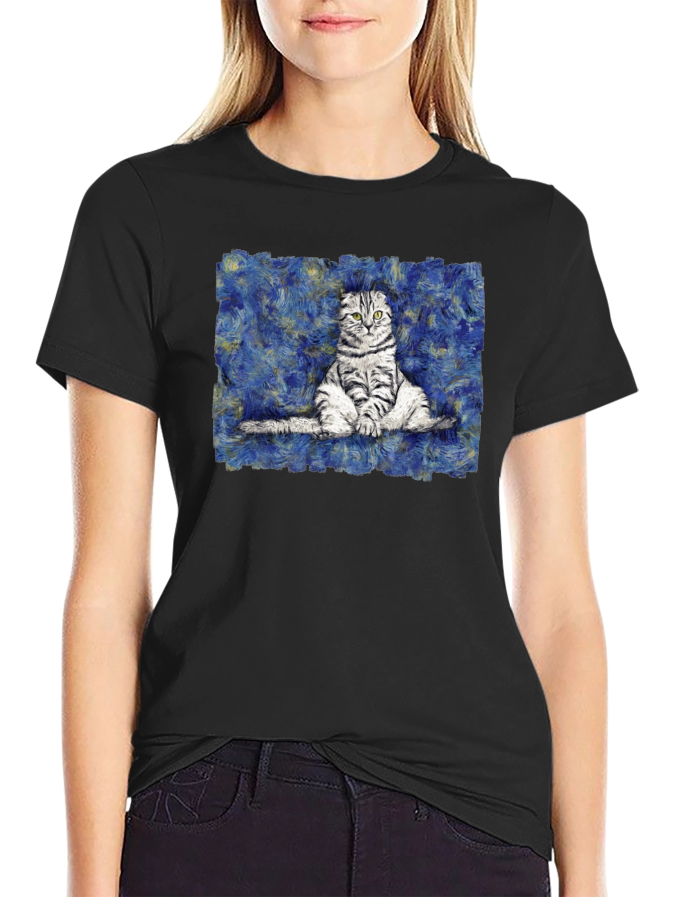 Cat Starry Night Style T-Shirt