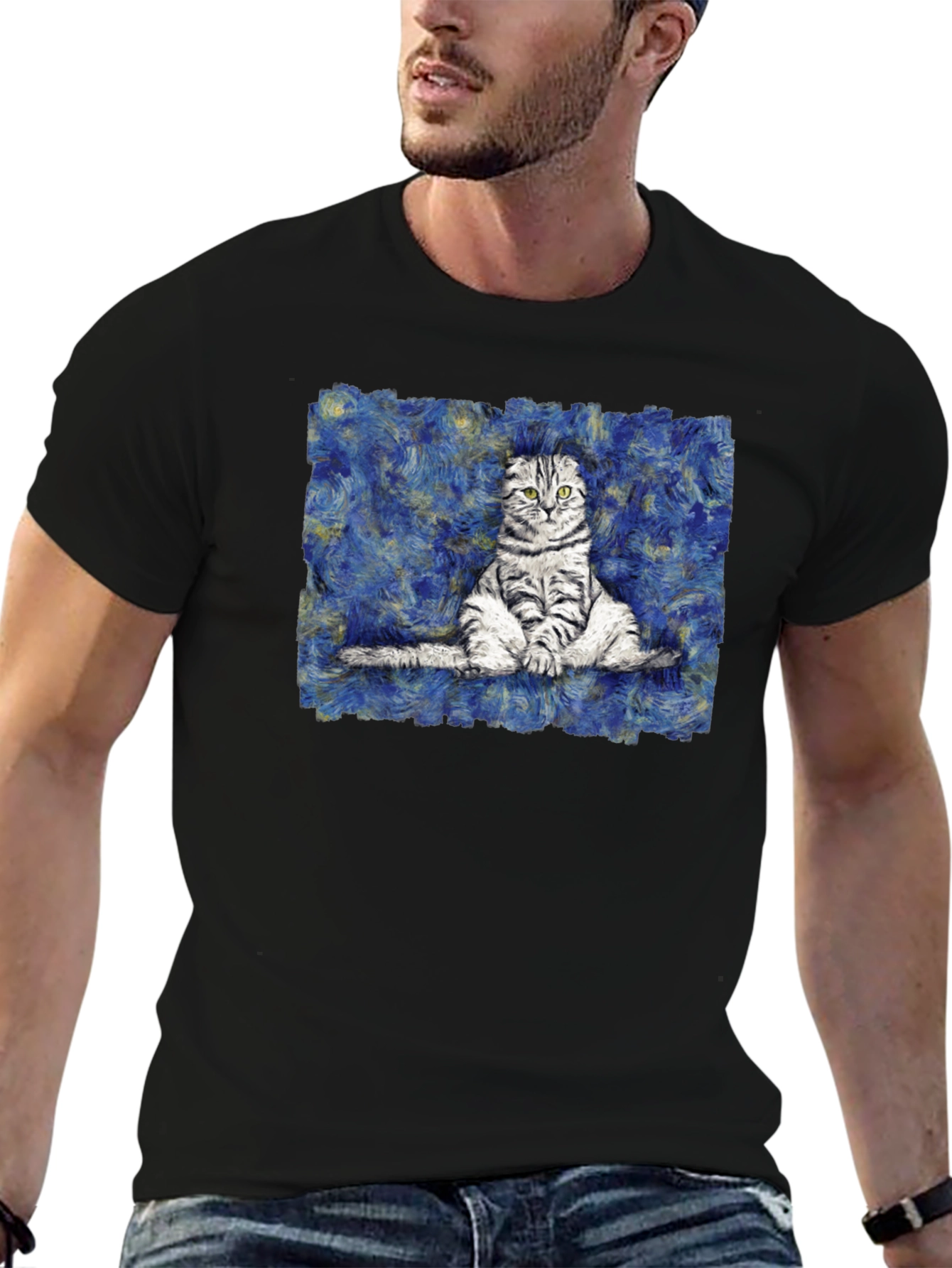 Cat Starry Night Style T-Shirt
