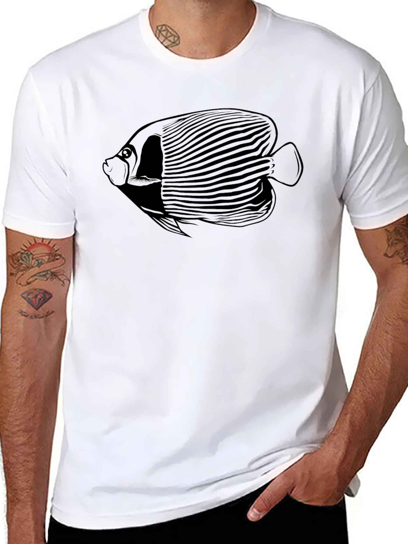 Angelfish Graphic Tee - Black Cotton T-Shirt