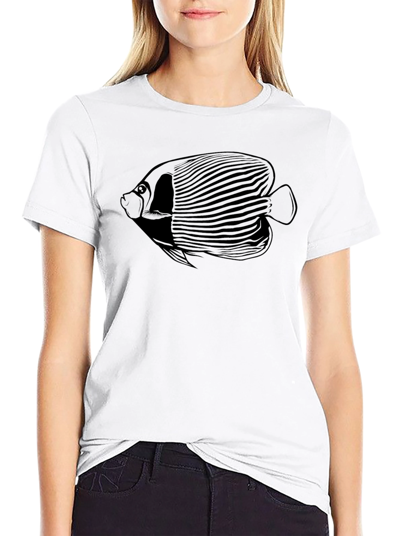 Angelfish Graphic Tee - Black Cotton T-Shirt