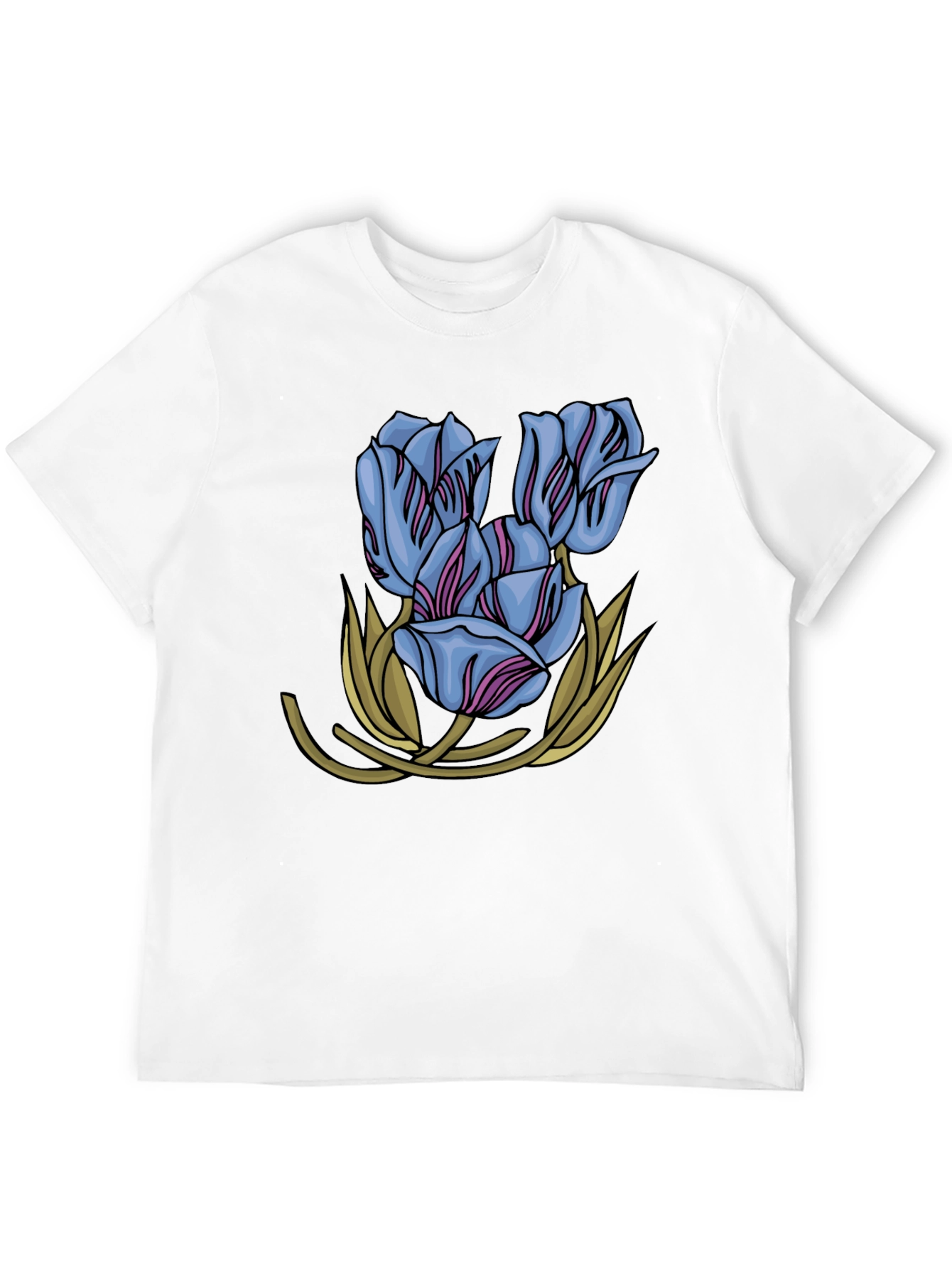 Floral Tulip Graphic Print Black T-Shirt