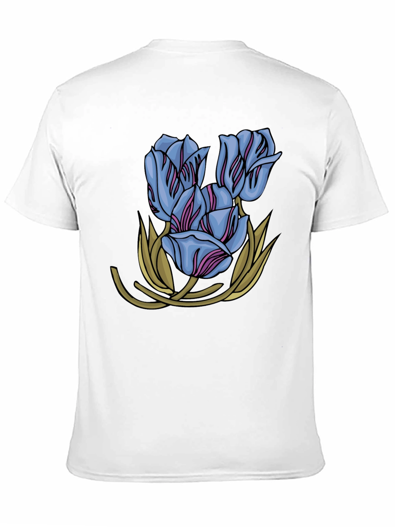 Floral Tulip Graphic Print Black T-Shirt