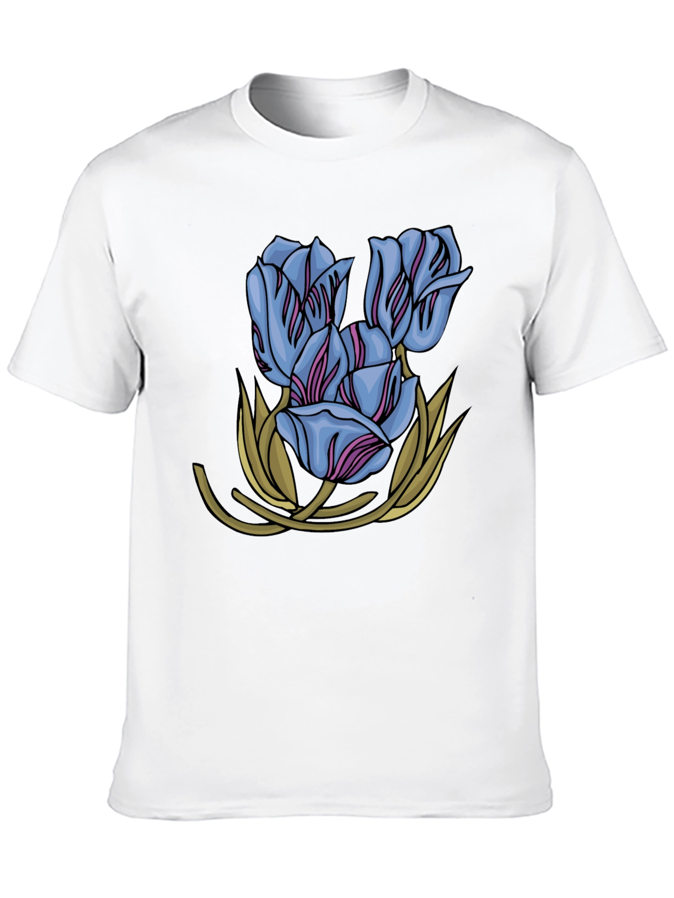 Floral Tulip Graphic Print Black T-Shirt