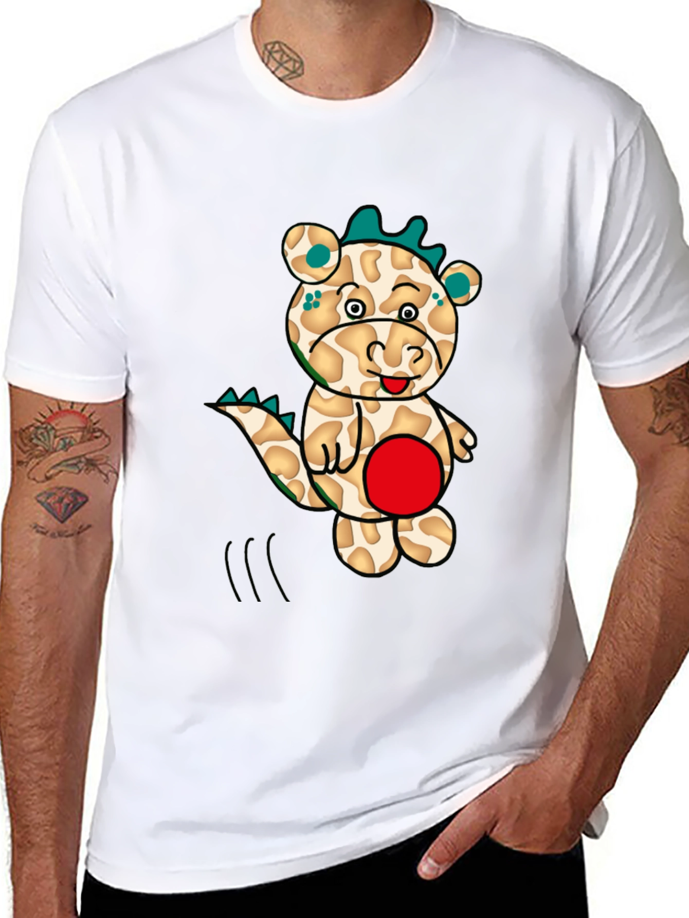 Cartoon Dragon Graphic Tee - Mens Black T-Shirt
