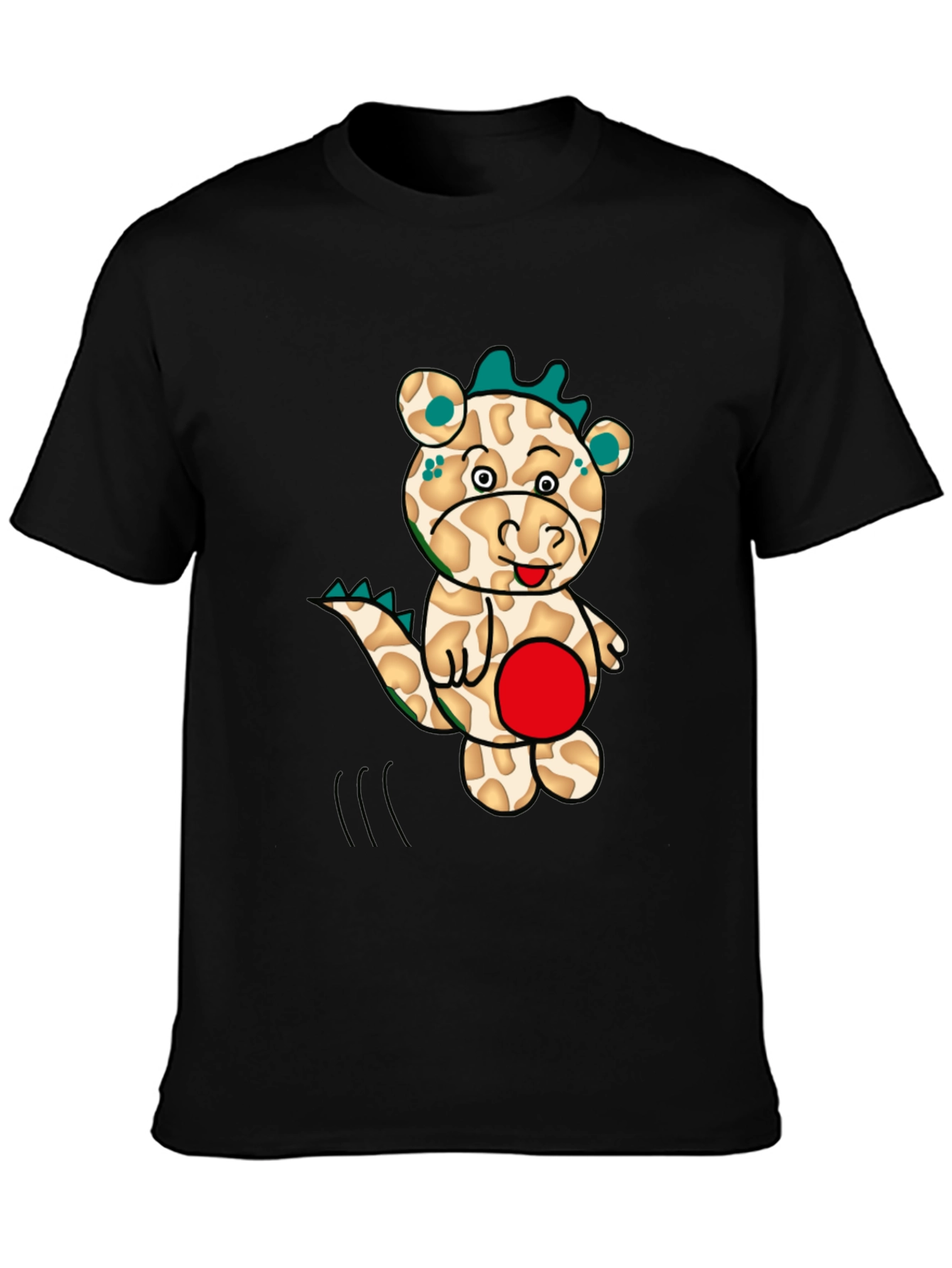 Cartoon Dragon Graphic Tee - Mens Black T-Shirt