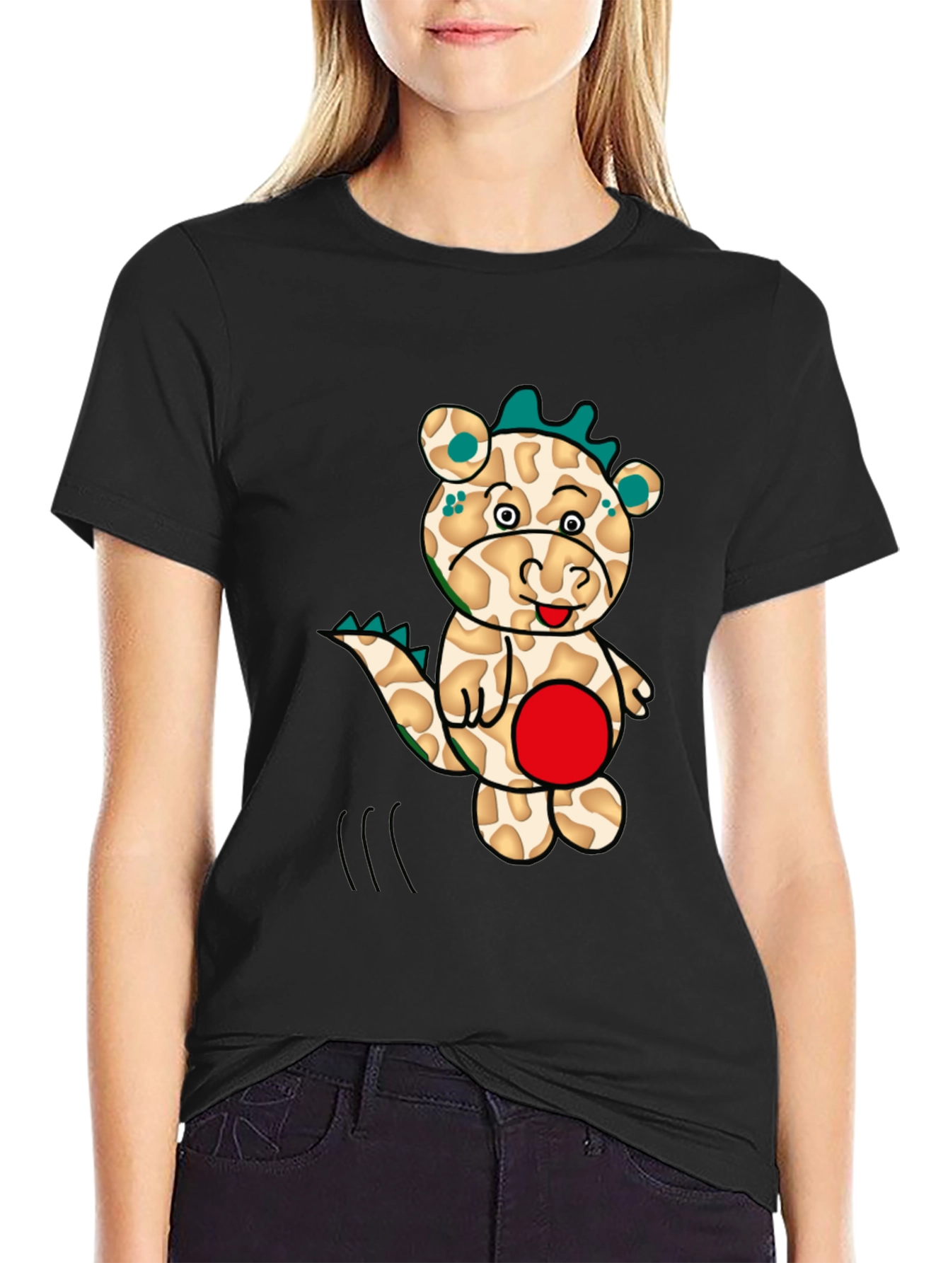 Cartoon Dragon Graphic Tee - Mens Black T-Shirt