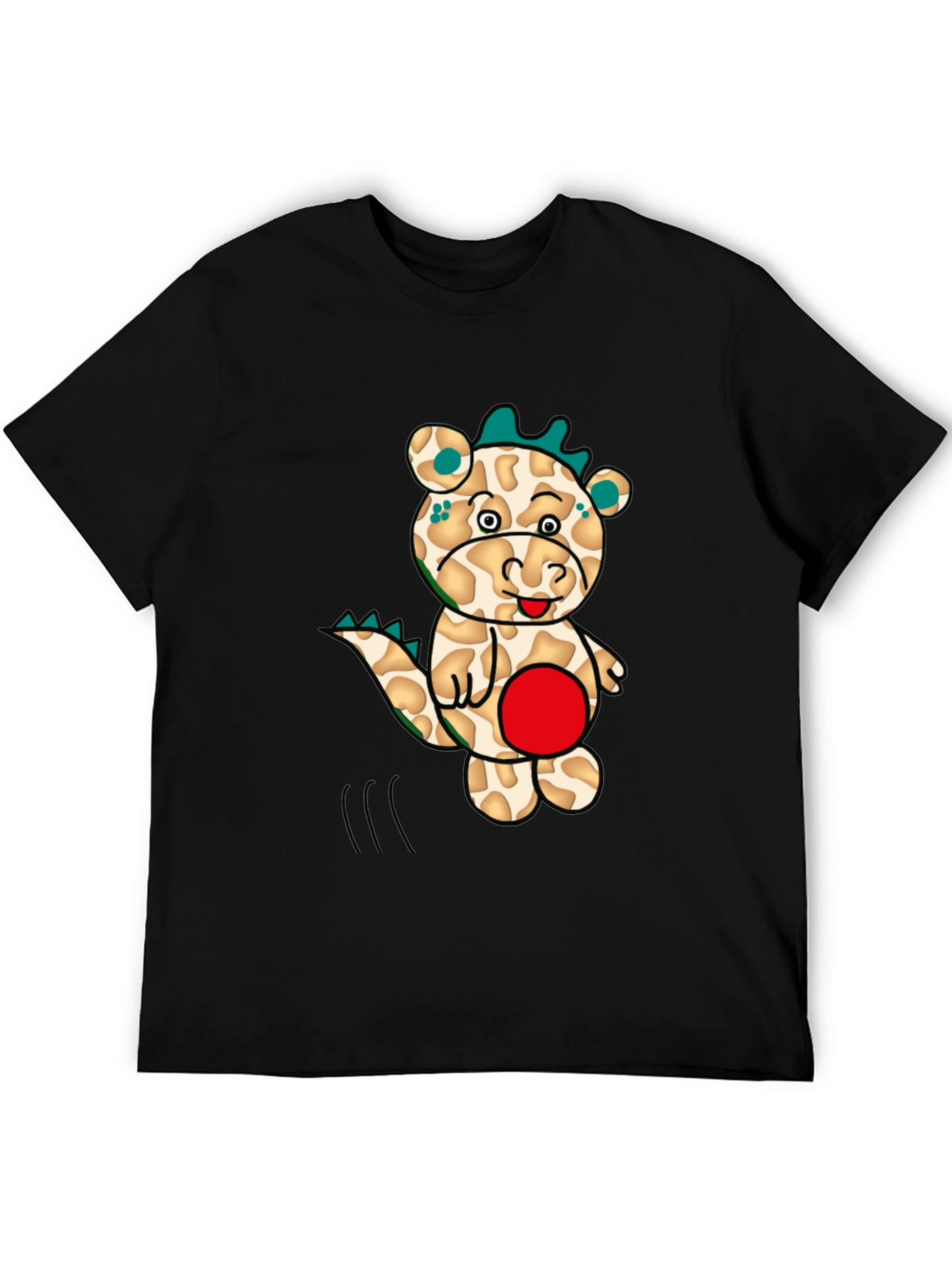 Cartoon Dragon Graphic Tee - Mens Black T-Shirt