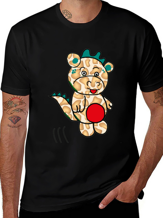 Cartoon Dragon Graphic Tee - Mens Black T-Shirt
