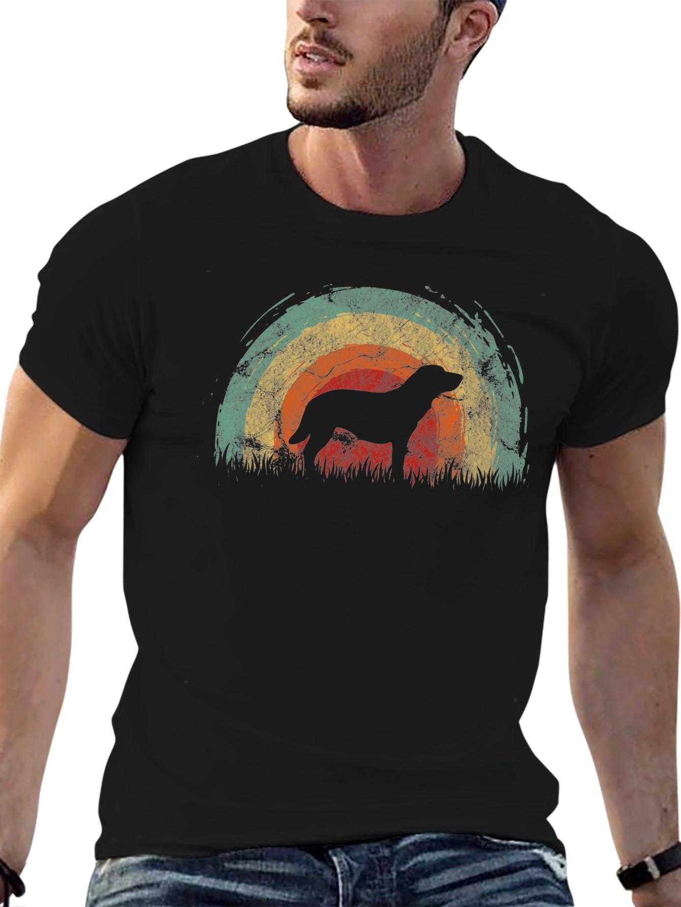 Retro Dog Silhouette Graphic T-Shirt
